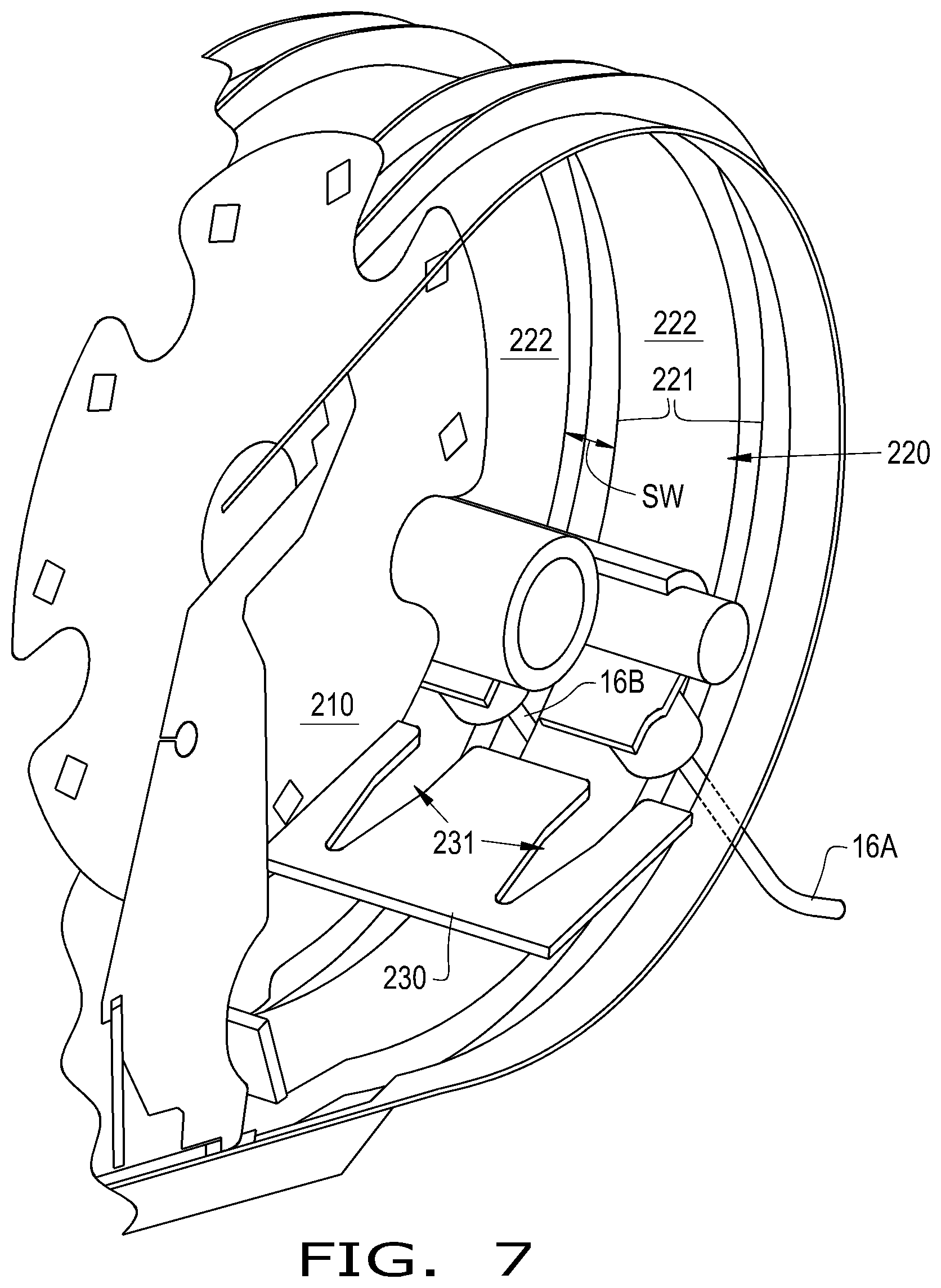 Patent US11793114 Figure 7 – Agricultural vehicle including a pickup with a tine guide