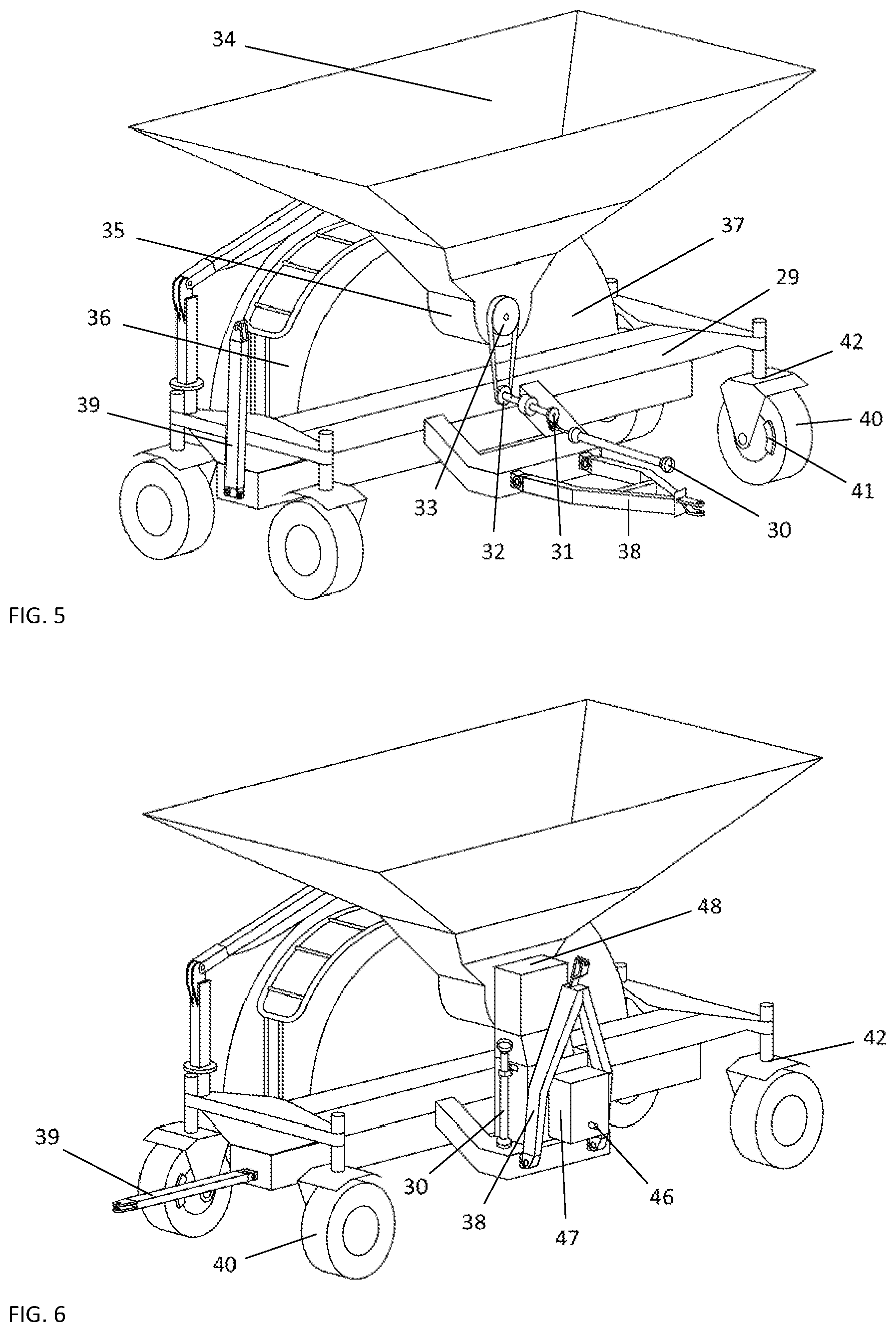Patent US11793117 Figure 2 – Self-trailering grain bagging machine on four wheels