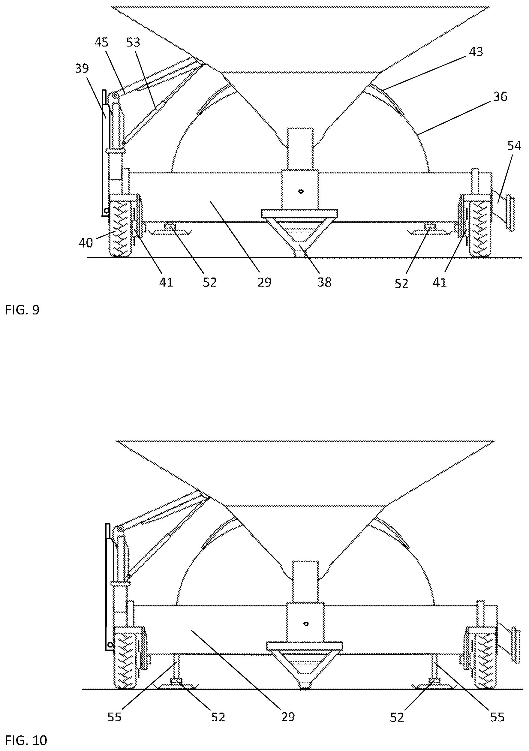 Patent US11793117 Figure 4 – Self-trailering grain bagging machine on four wheels