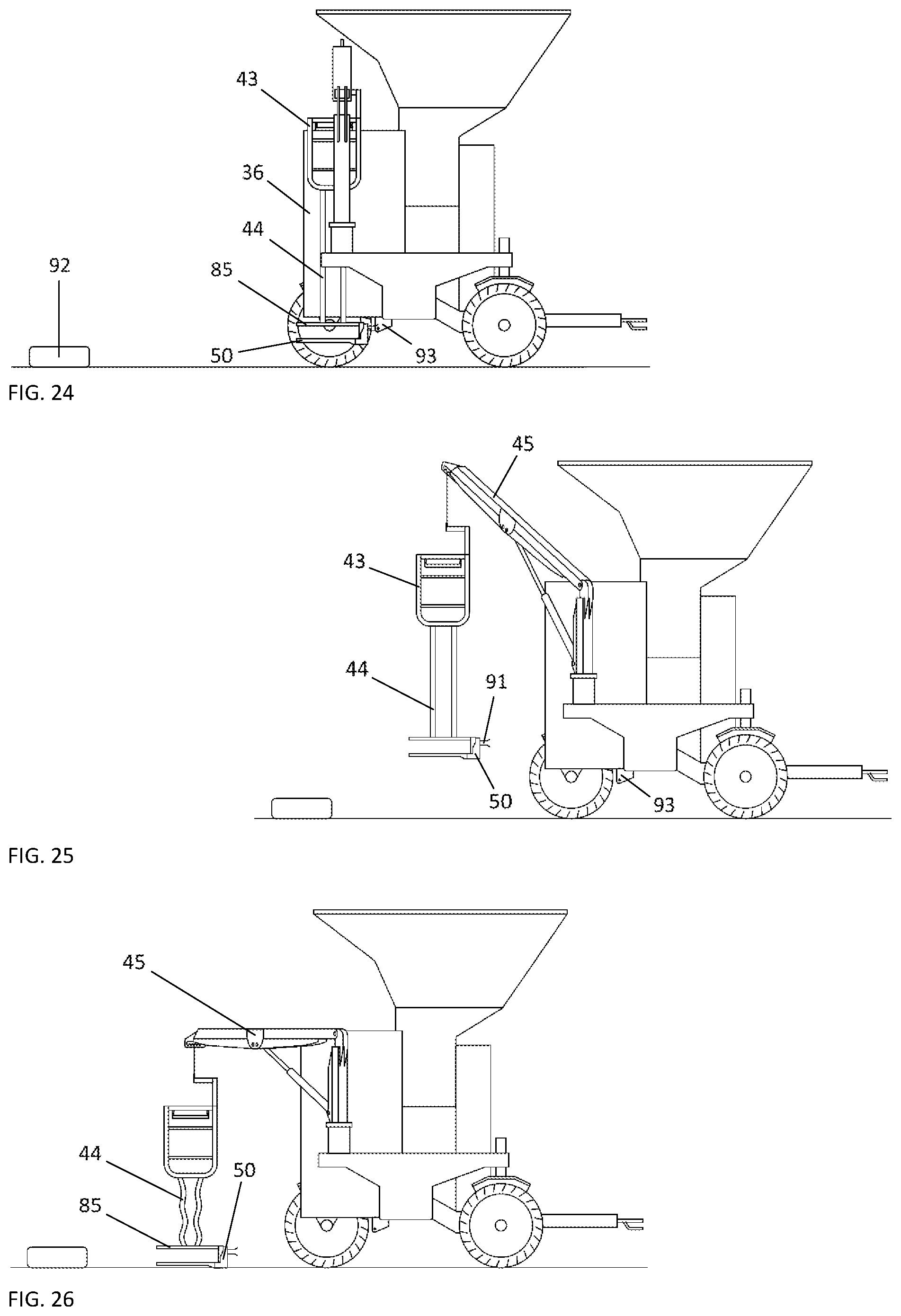 Patent US11793117 Figure 12 – Self-trailering grain bagging machine on four wheels