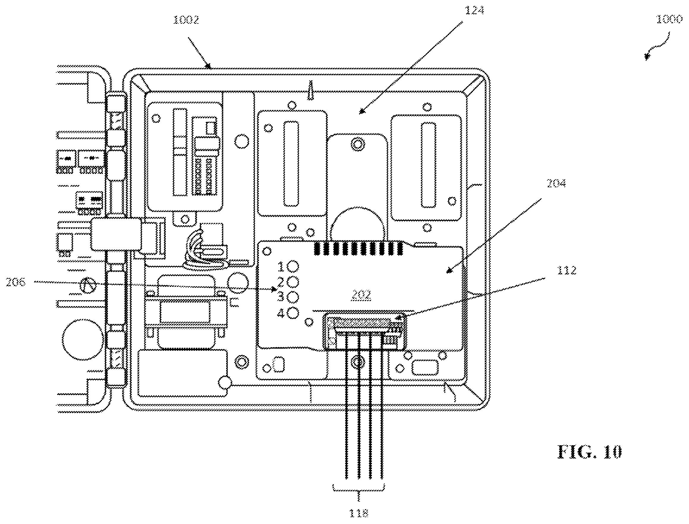 Patent US11793129 Figure 10 – Irrigation controller with relays