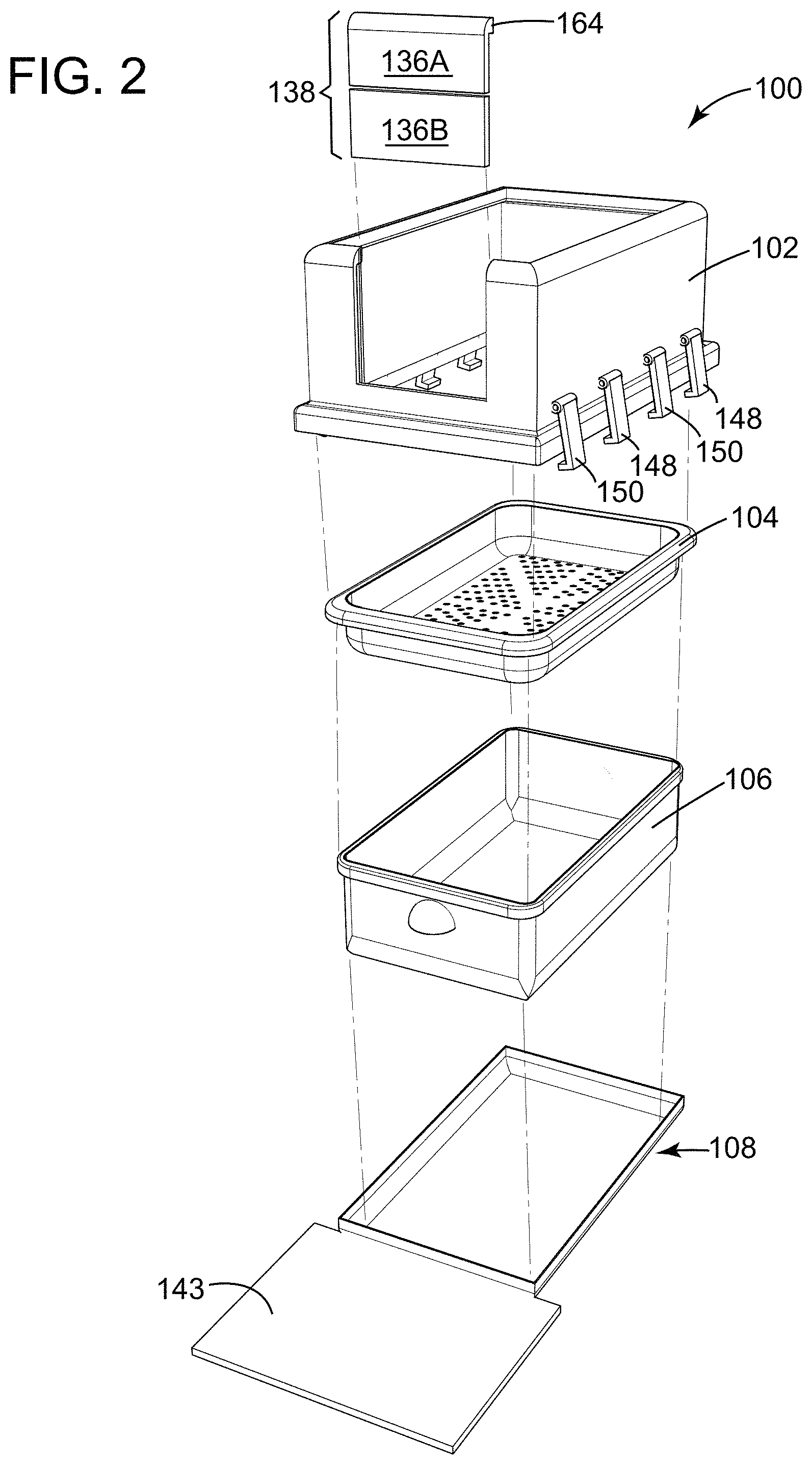 Patent US11793155 Figure 2 – Cat litter box system