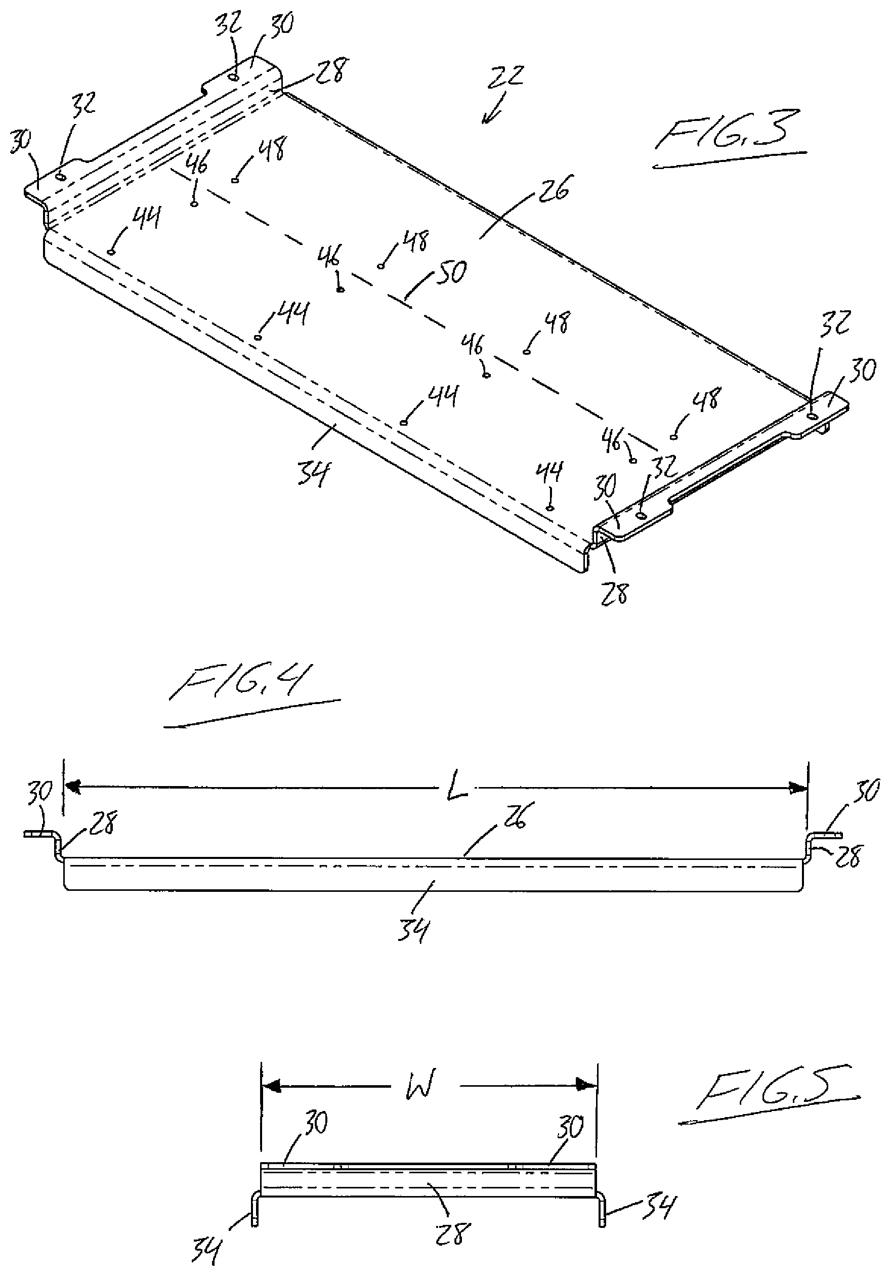Patent US11793157 Figure 3 – Tray-supported floor mats for livestock handling equipment