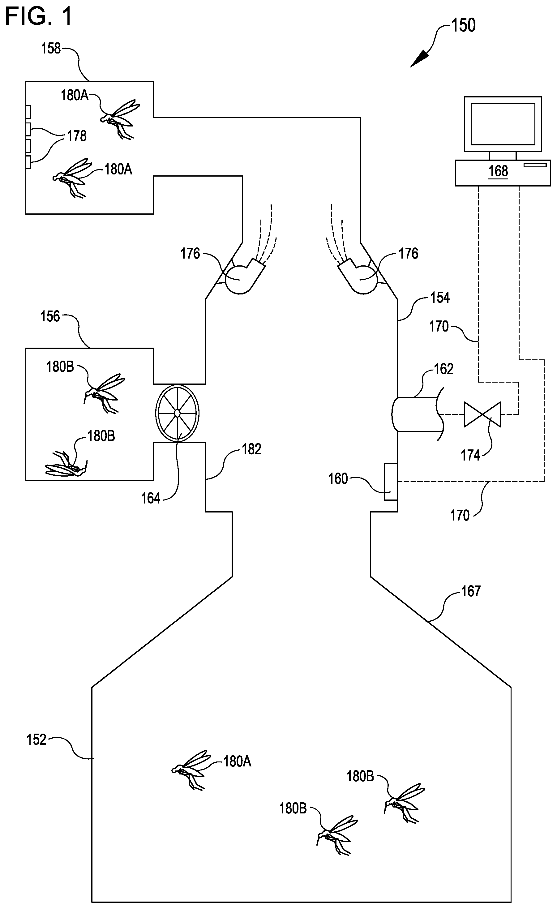 Patent US11793172 Figure 1 – Automated flying insect separator
