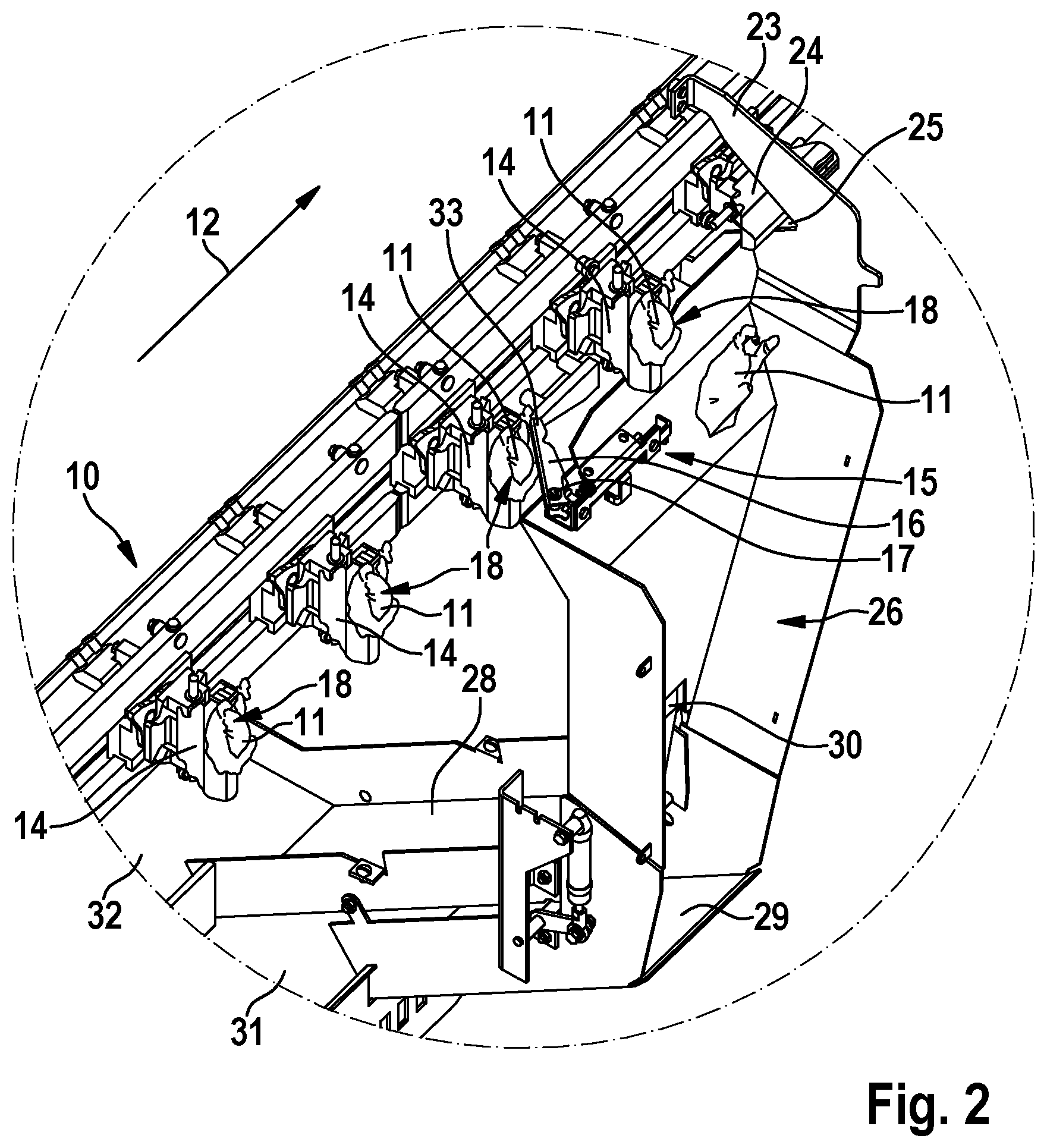 Patent US11793207 Figure 2 – Apparatus and method for automatically recovering breast fillets from poultry carcasses or parts thereof