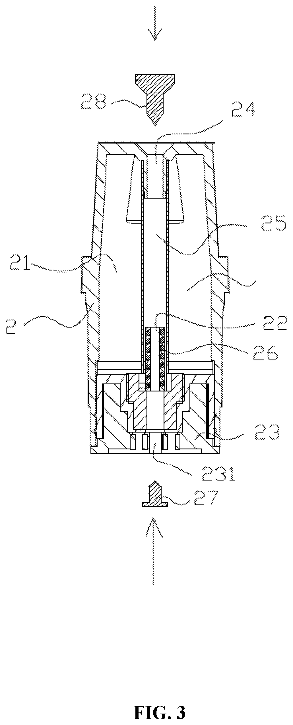 Patent US11793236 Figure 3 – Electronic cigarette cartridge dual-seal reverse pressure differential liquid injection method and electronic cigarette cartridge using the method for injecting liquid