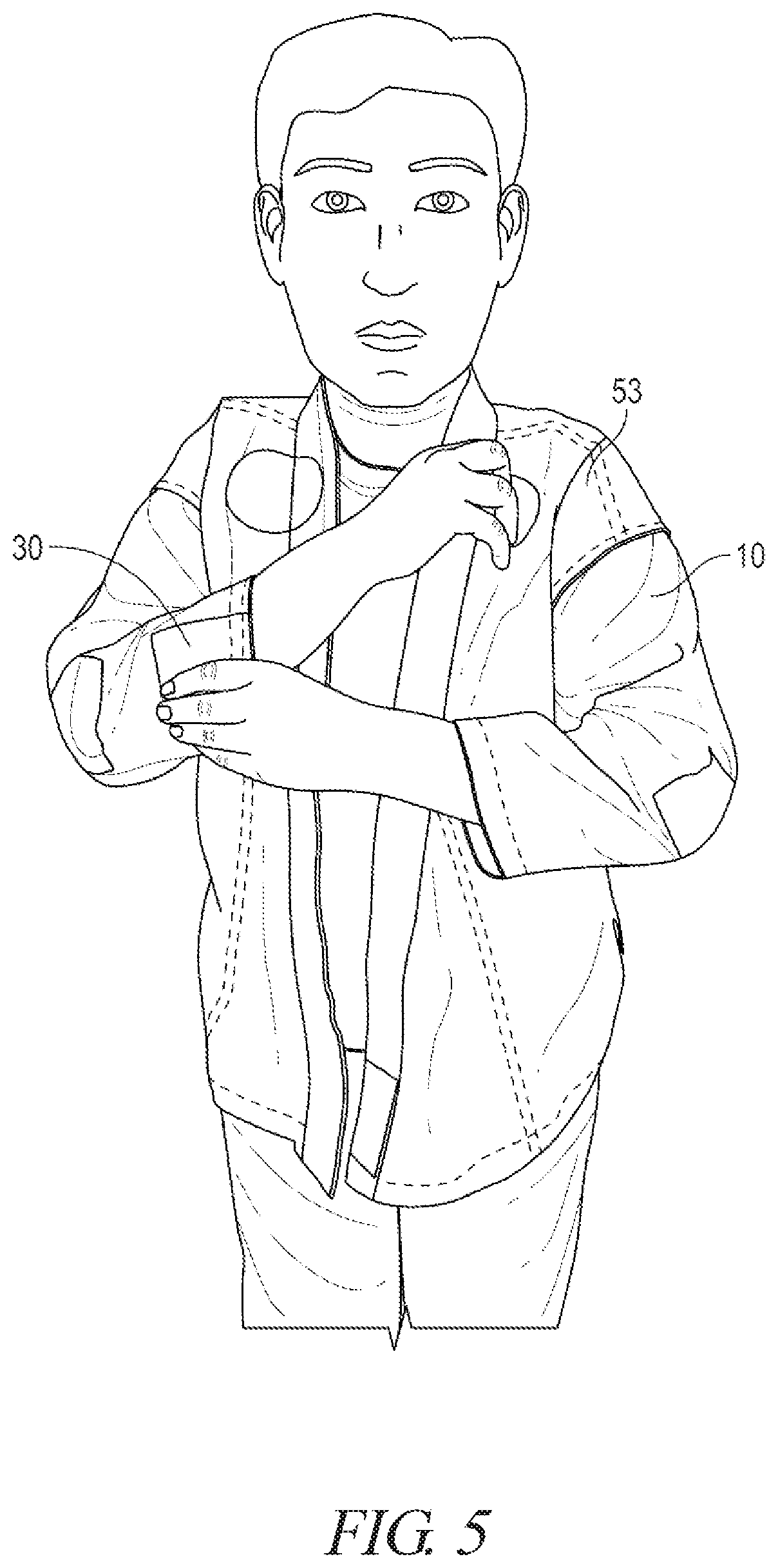 Patent US11793248 Figure 5 – Garment with visual indicia