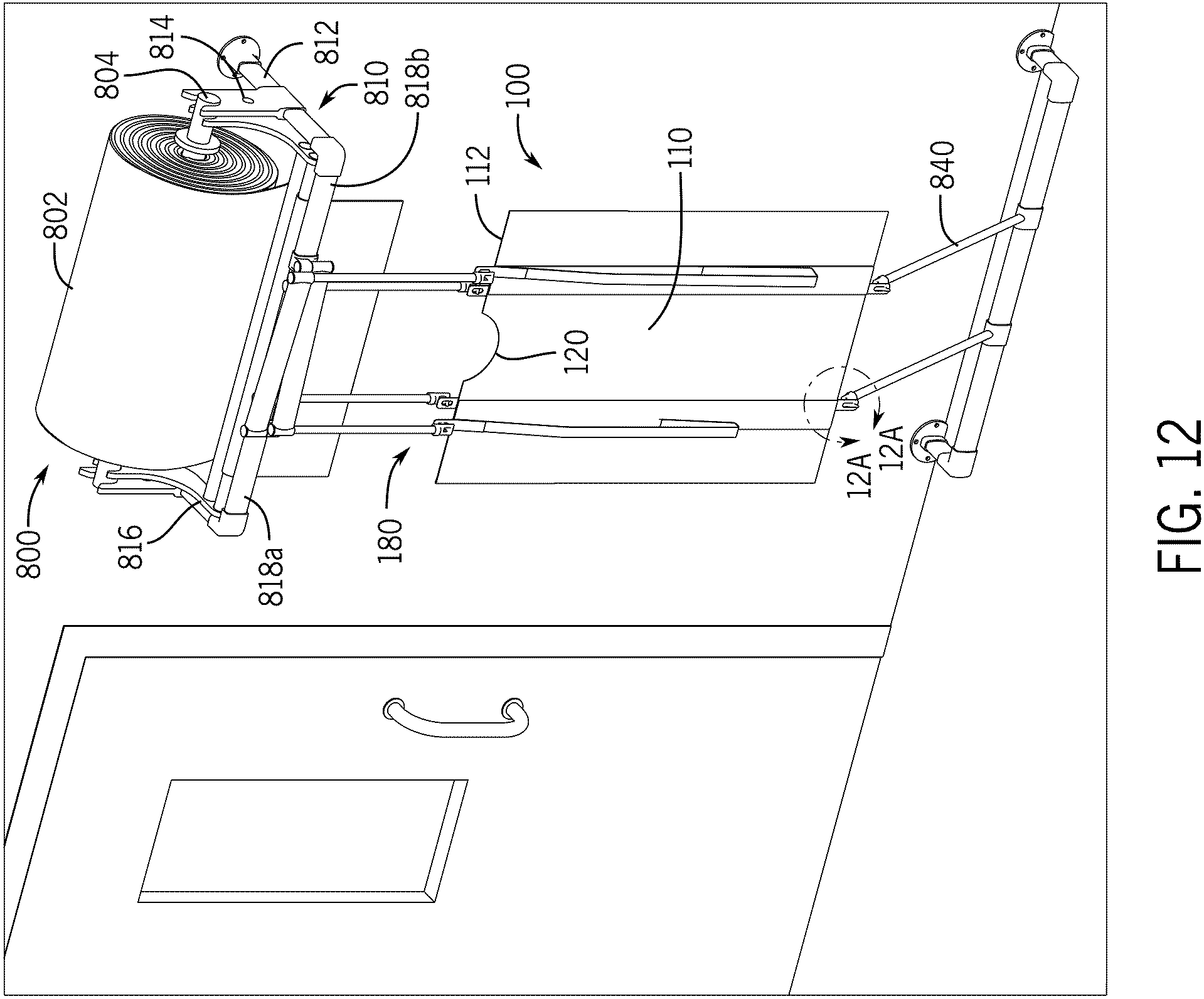 Patent US11793251 Figure 12 – Donning station for personal protective equipment