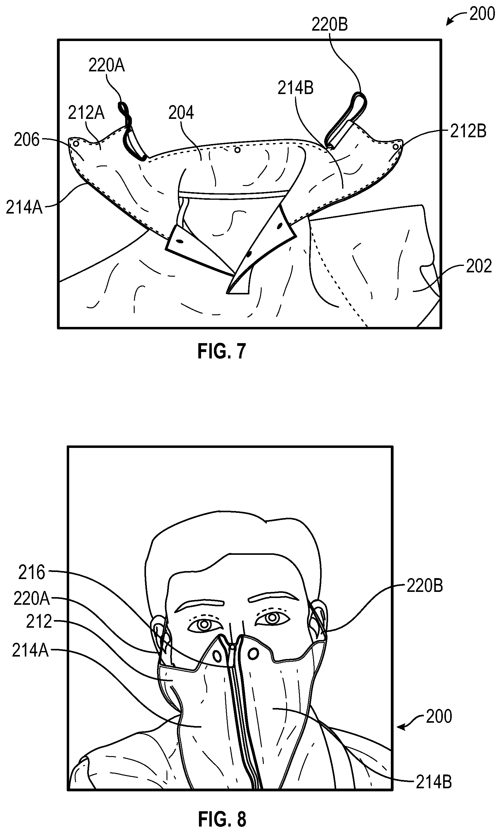 Patent US11793252 Figure 4 – Collared garment with concealed deployable face mask