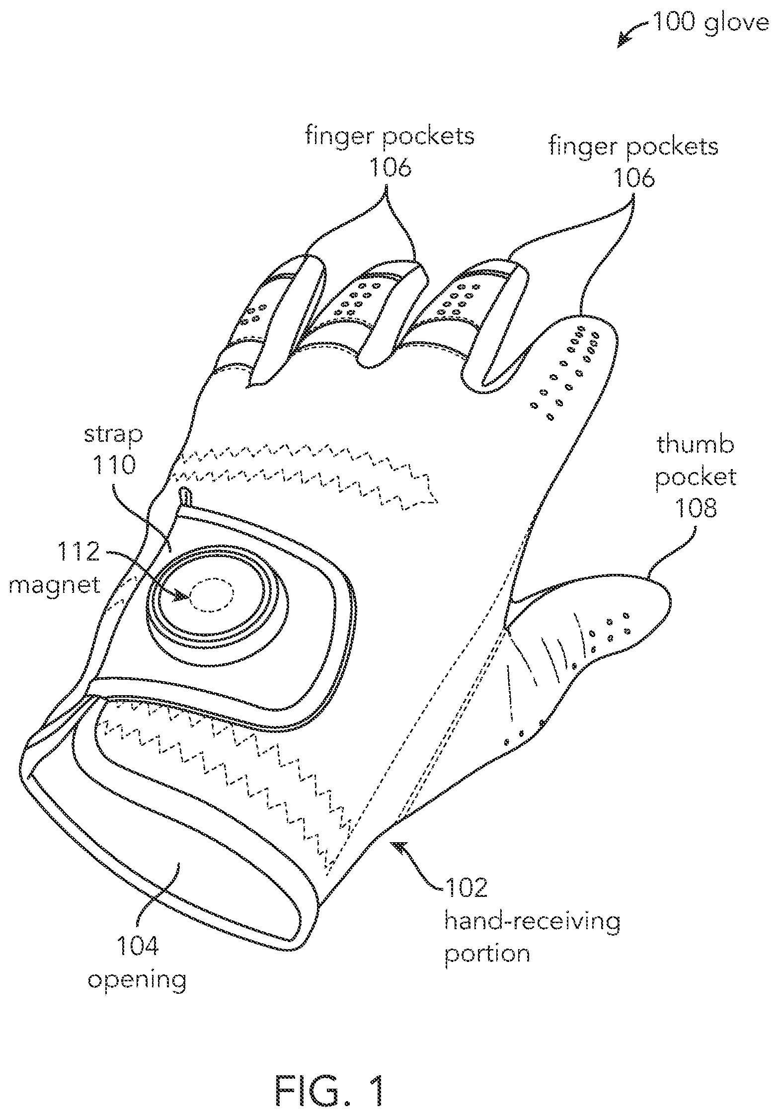 Patent US11793253 Figure 1 – Magnetic glove