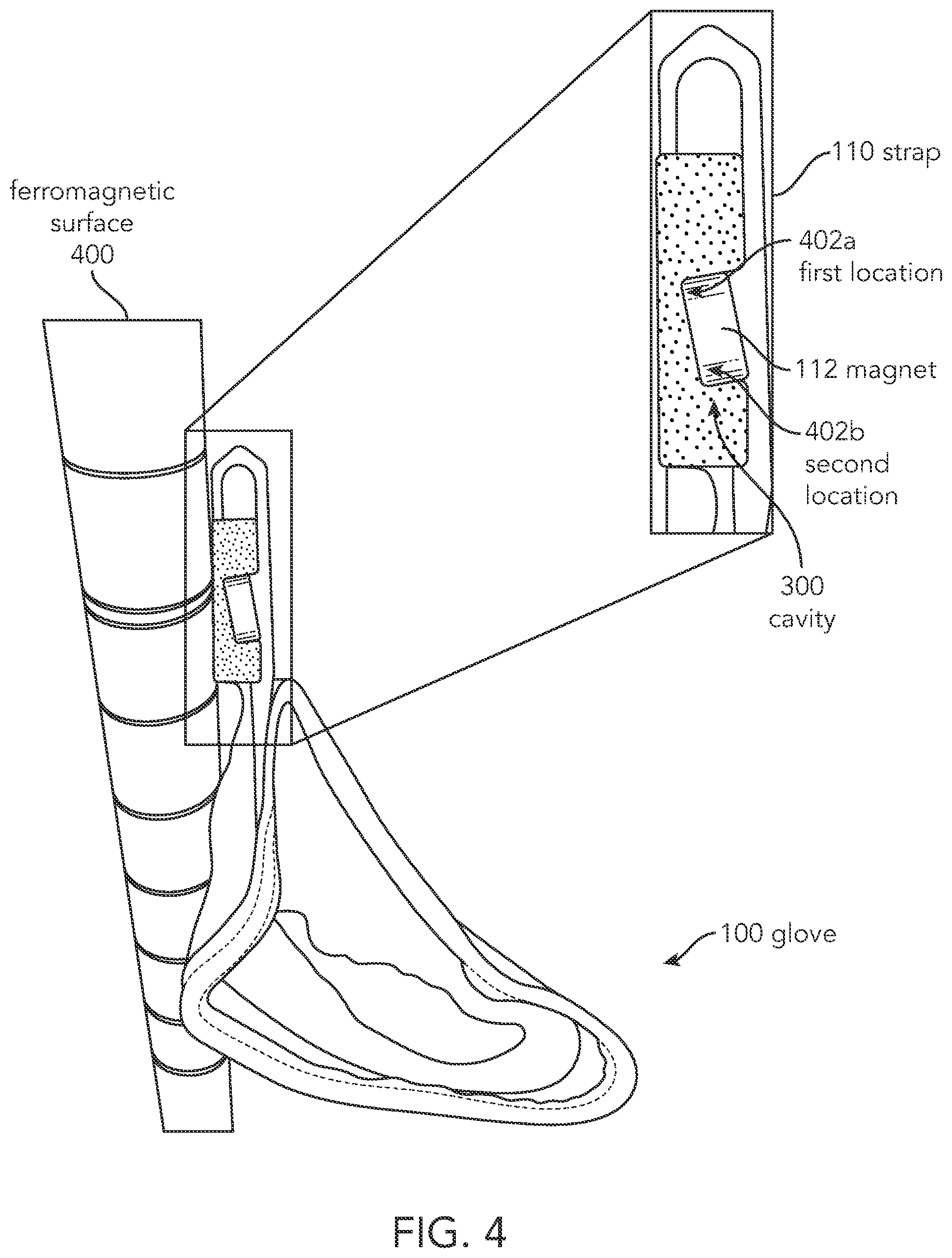 Patent US11793253 Figure 4 – Magnetic glove
