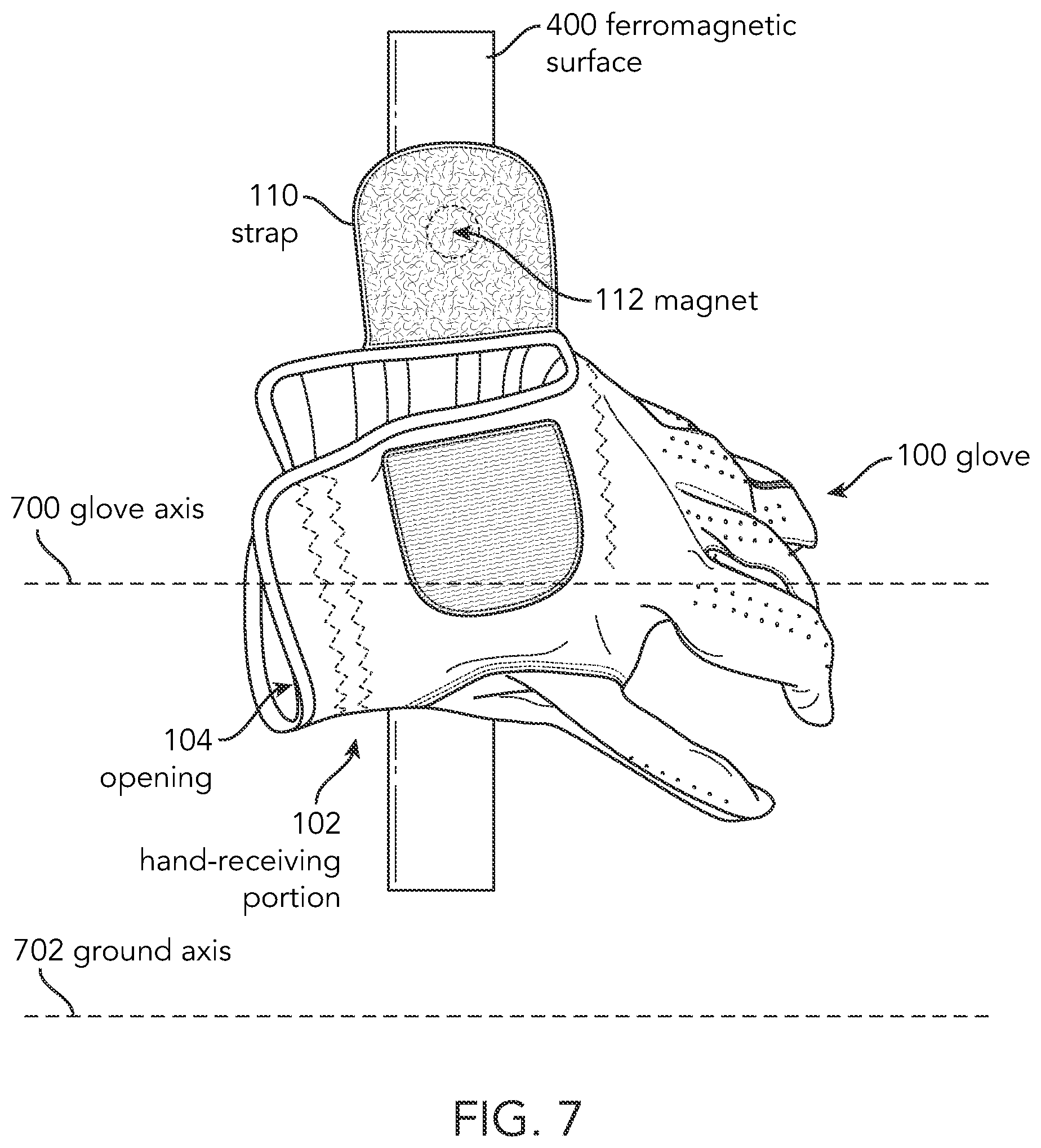 Patent US11793253 Figure 7 – Magnetic glove