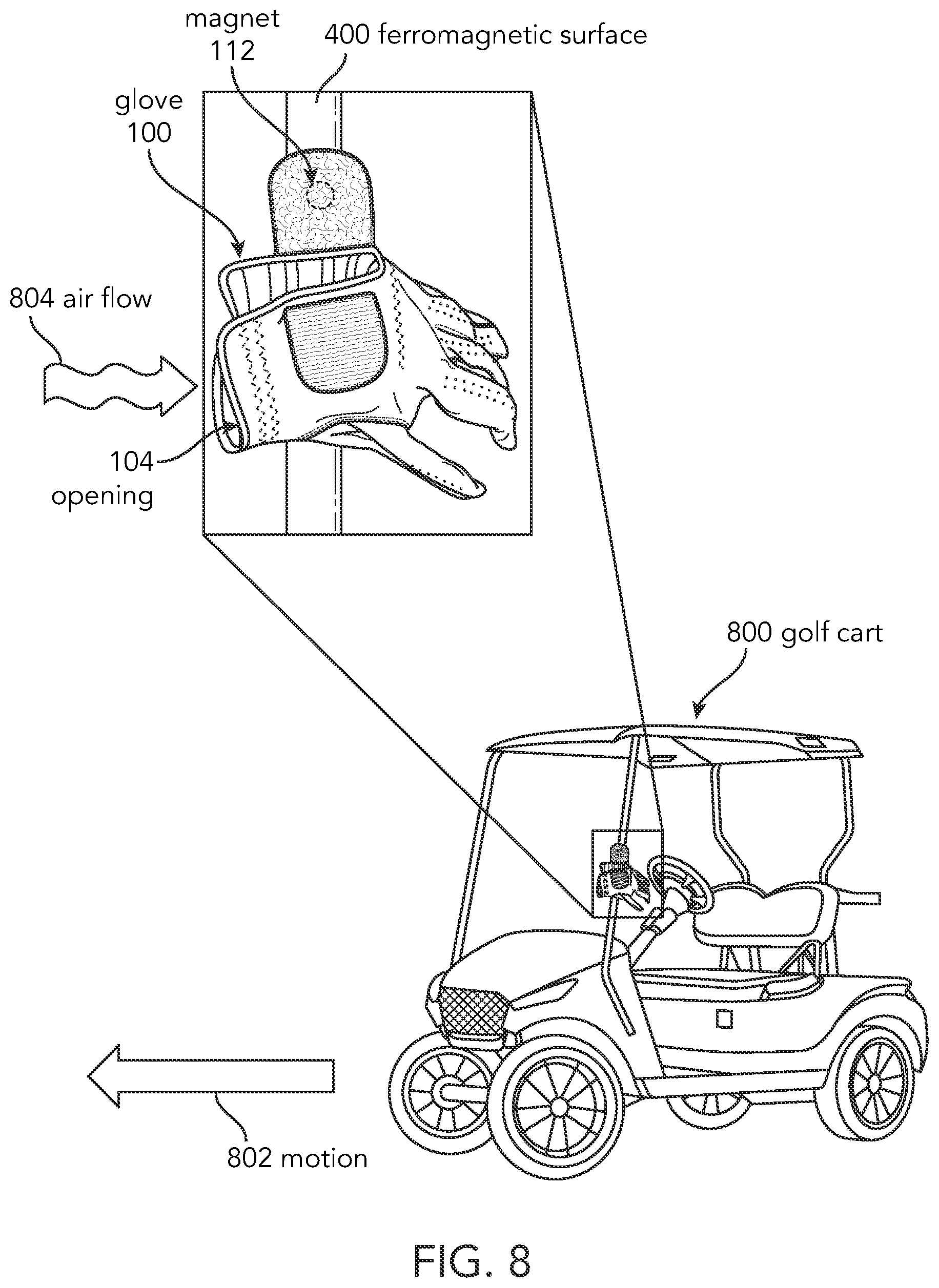 Patent US11793253 Figure 8 – Magnetic glove