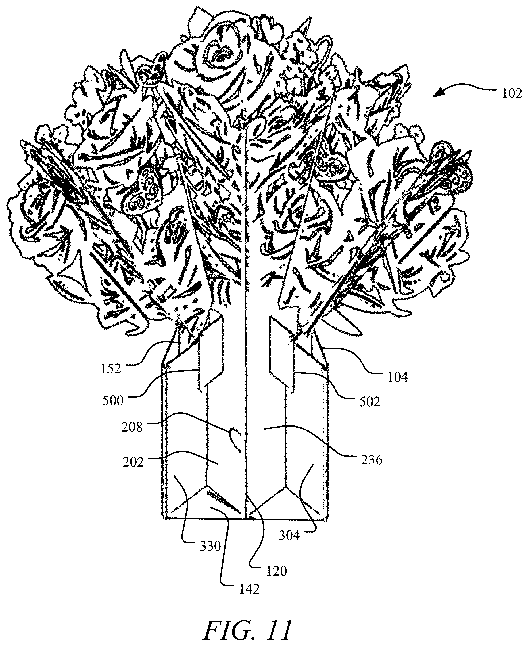 Patent US11793255 Figure 11 – Imitation flower bouquet system