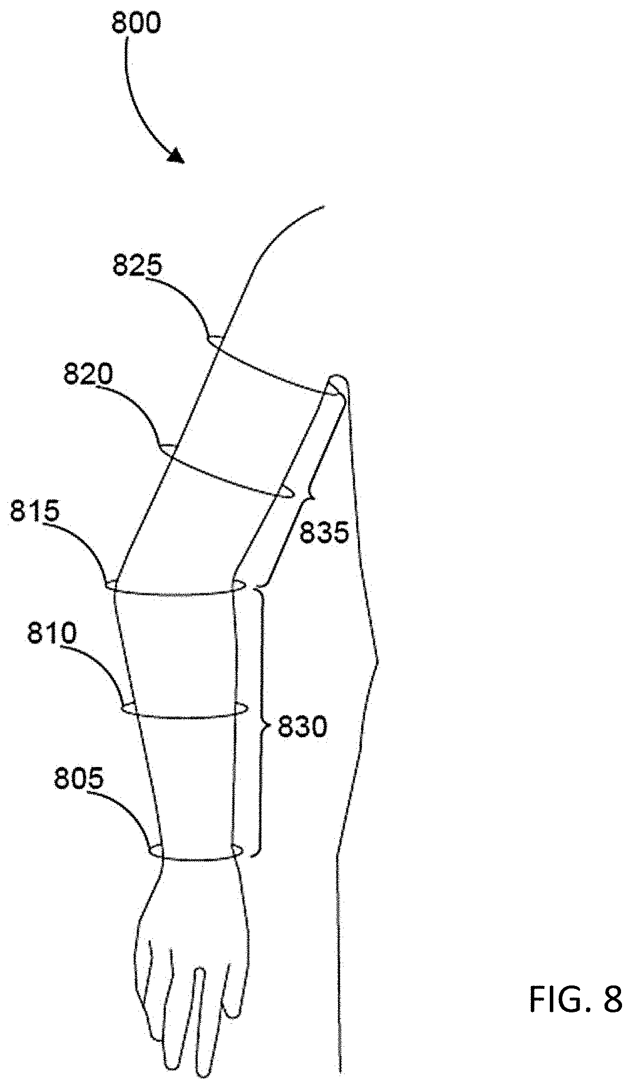 Patent US11793256 Figure 8 – Methods and systems of fitting, evaluating, and improving therapeutic compression garments