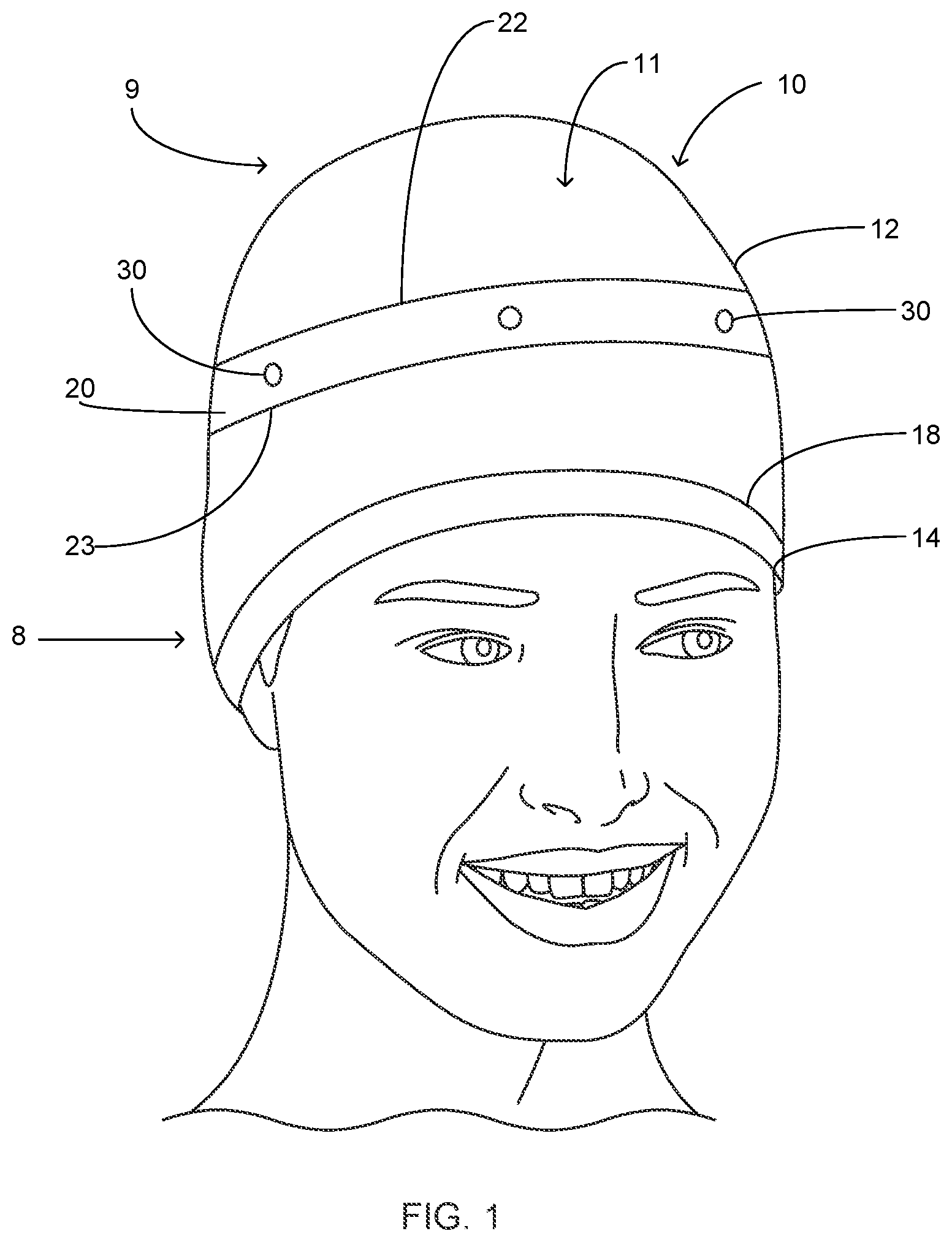 Patent US11793259 Figure 1 – Head covering