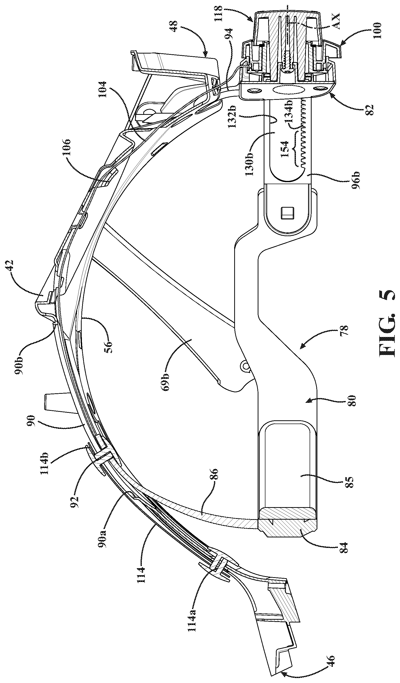 Patent US11793261 Figure 5 – Surgical helmet assembly having an adjustment mechanism
