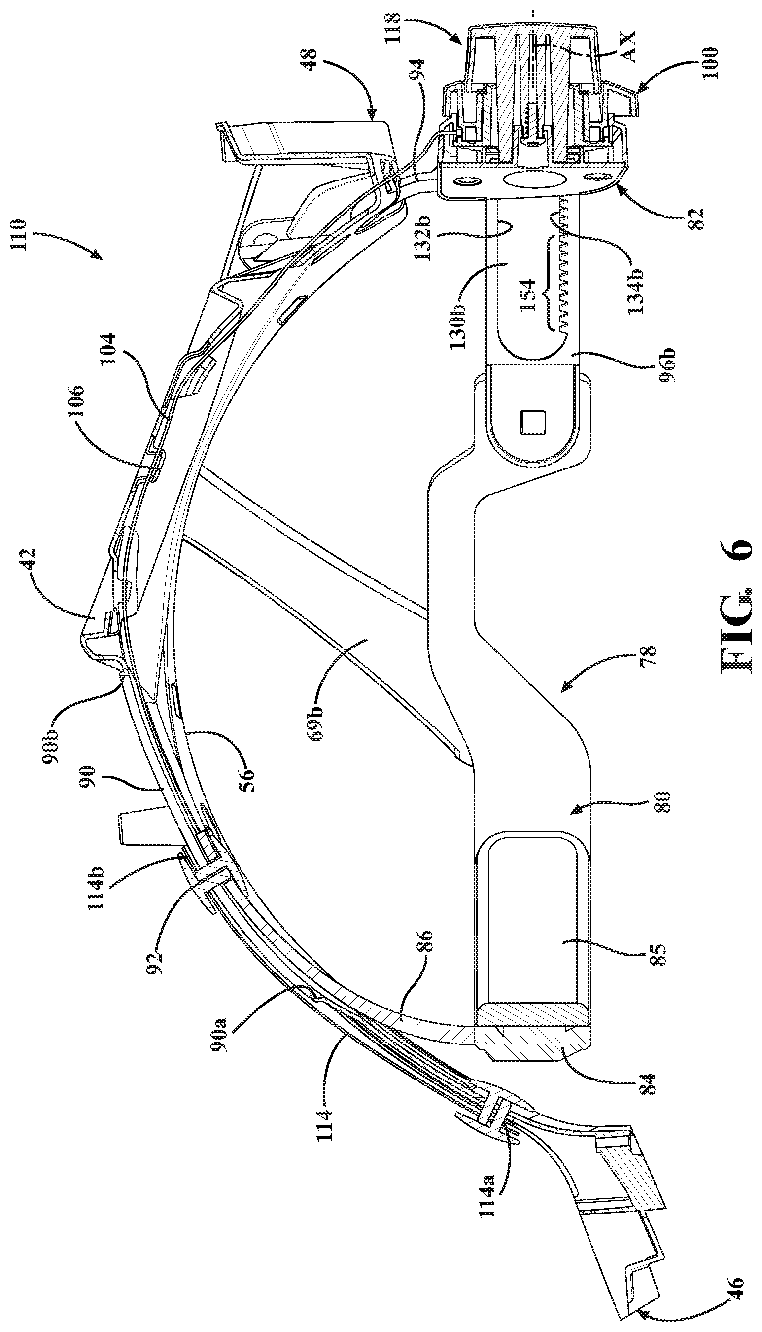 Patent US11793261 Figure 6 – Surgical helmet assembly having an adjustment mechanism