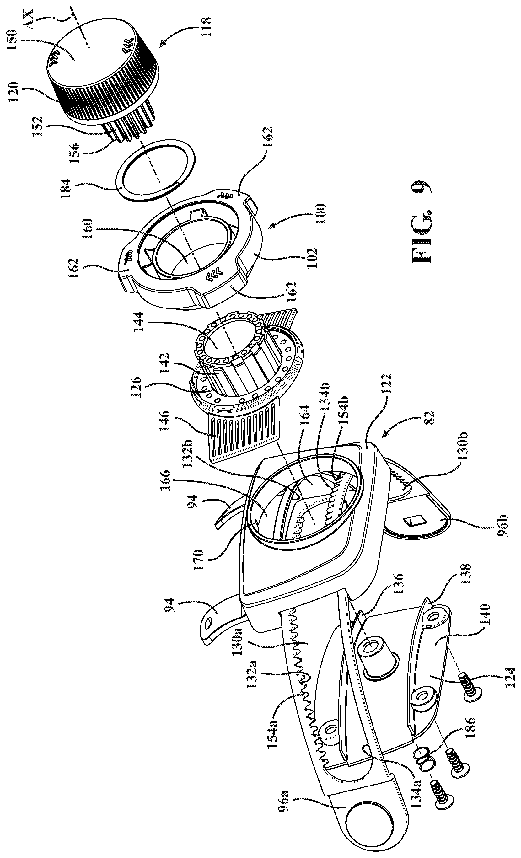 Patent US11793261 Figure 9 – Surgical helmet assembly having an adjustment mechanism