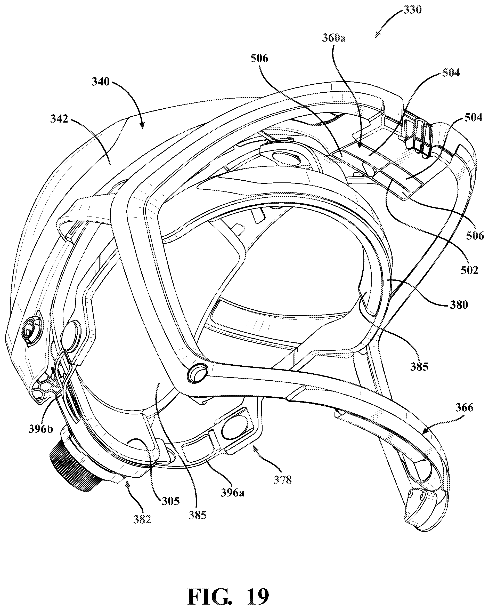 Patent US11793261 Figure 19 – Surgical helmet assembly having an adjustment mechanism