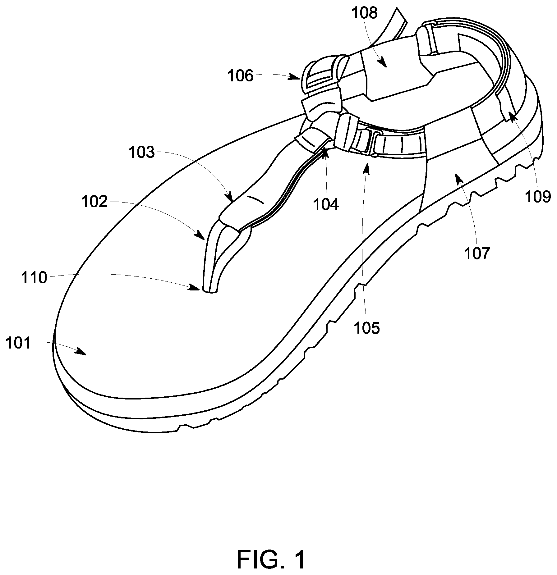 Patent US11793263 Figure 1 – Y-strap sport sandal