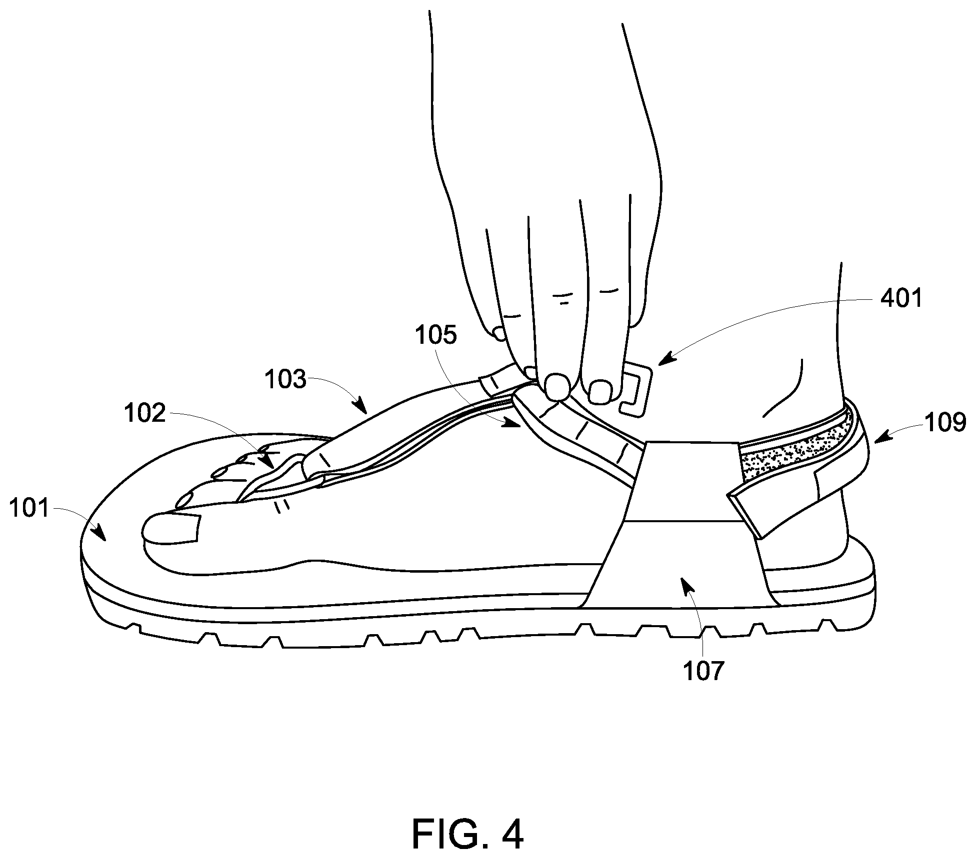 Patent US11793263 Figure 4 – Y-strap sport sandal