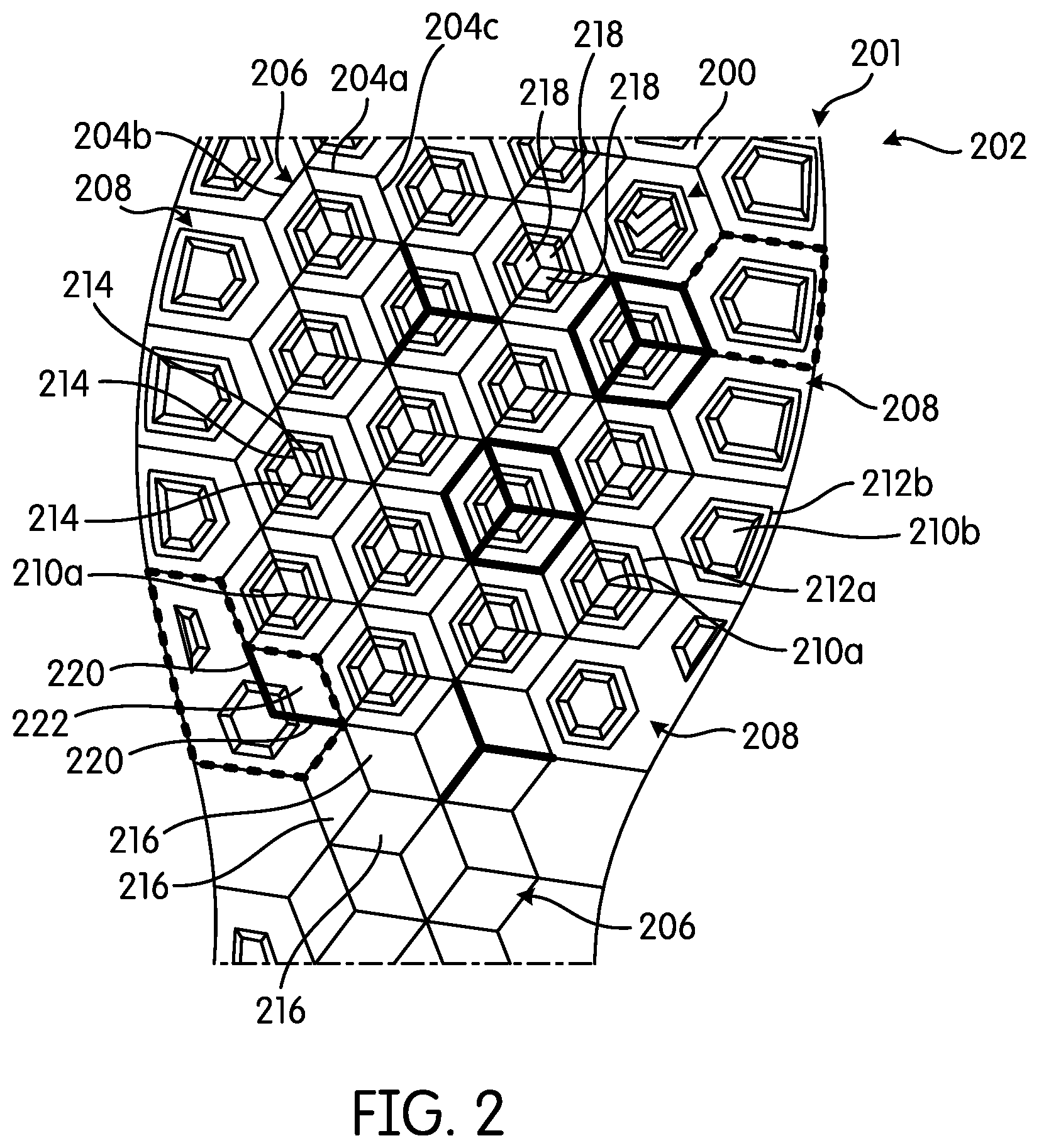 Patent US11793269 Figure 2 – Articulated sole structure with sipes forming hexagonal sole elements