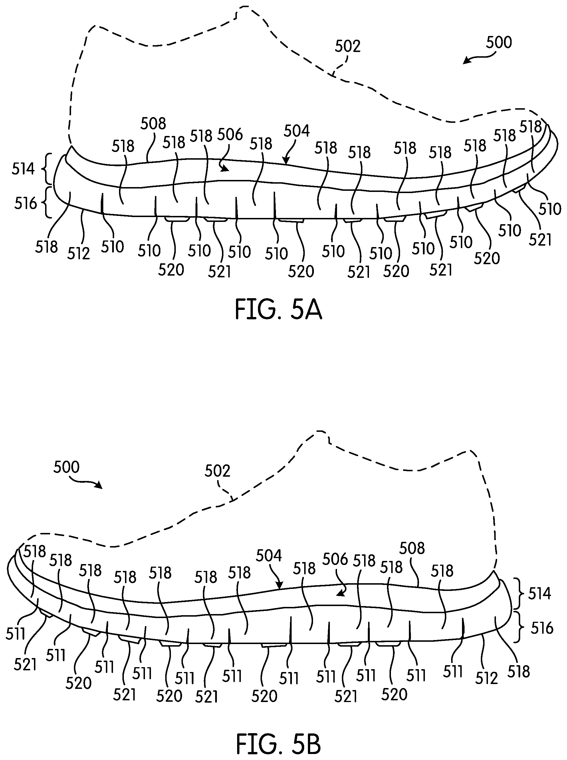 Patent US11793269 Figure 6 – Articulated sole structure with sipes forming hexagonal sole elements
