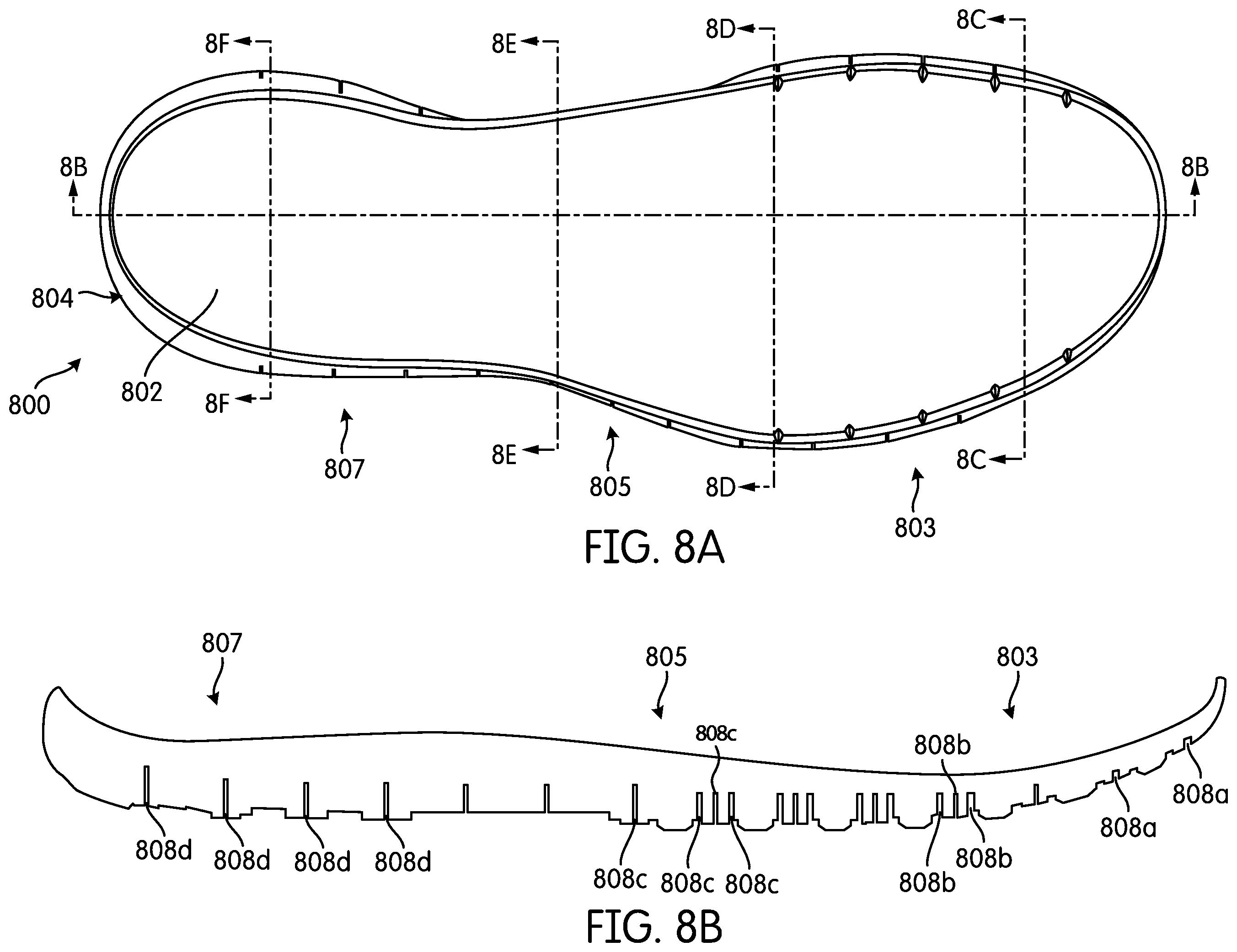 Patent US11793269 Figure 11 – Articulated sole structure with sipes forming hexagonal sole elements