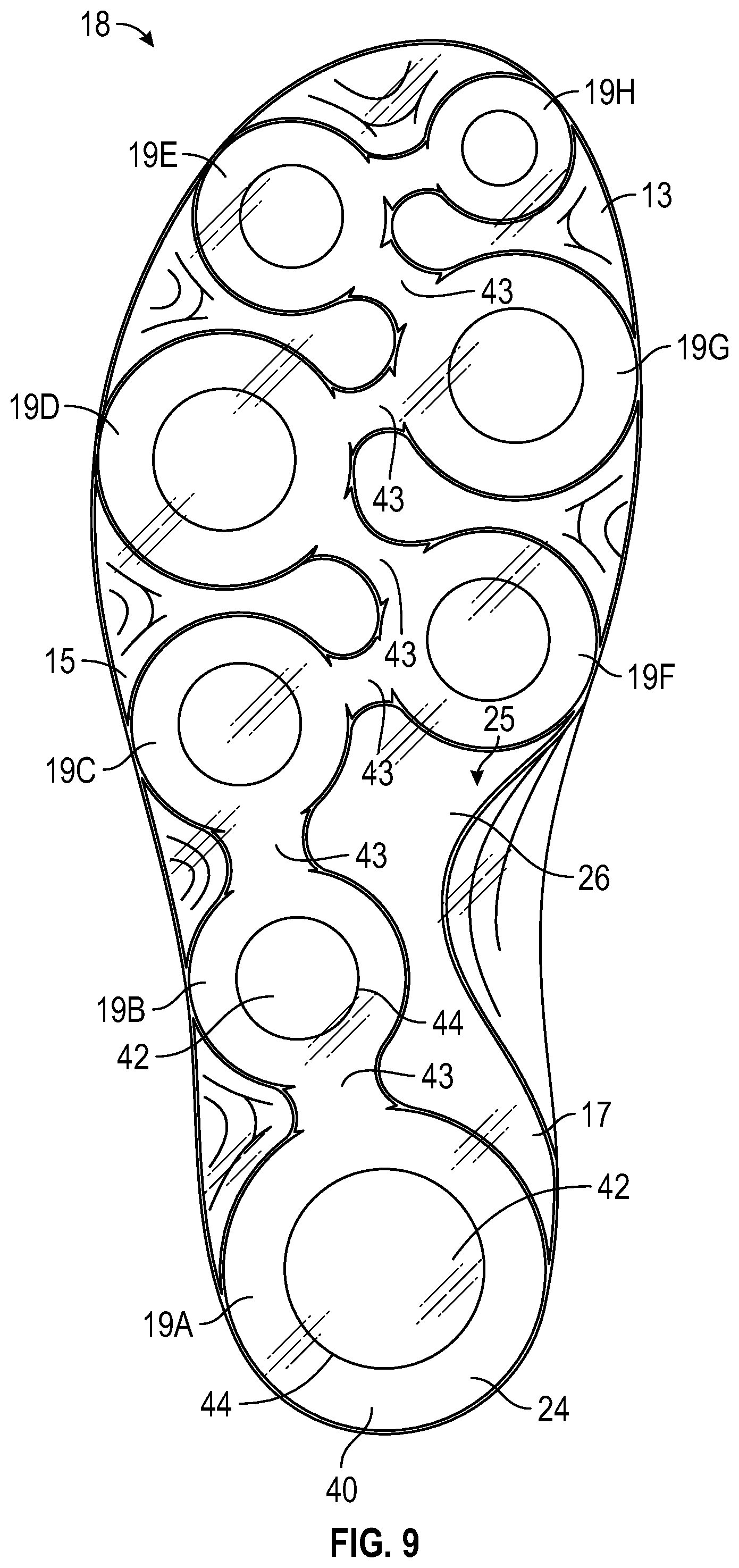 Patent US11793271 Figure 5 – Midsole system with graded response