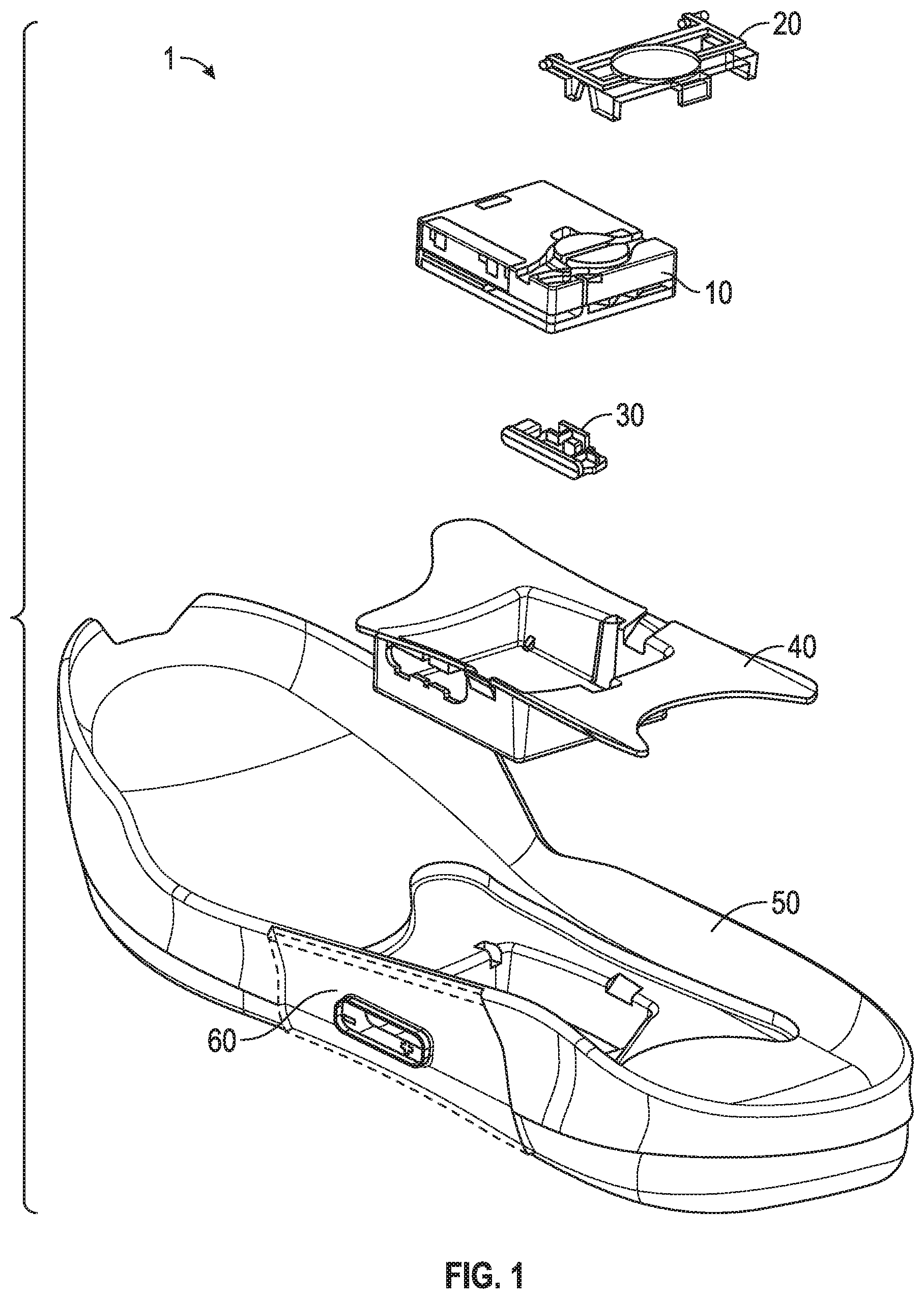 Patent US11793276 Figure 1 – Lacing engine support structures for automated footwear platform
