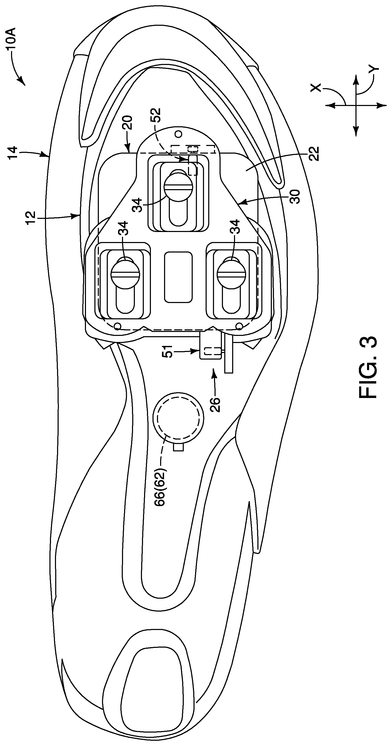 Patent US11793277 Figure 3 – Cleat adapter assembly for cycling shoe