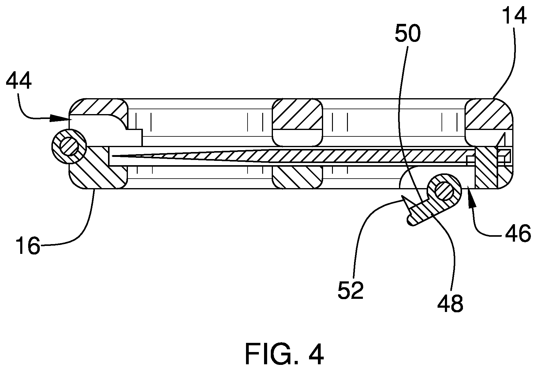 Patent US11793278 Figure 4 – Belt buckle and knife assembly