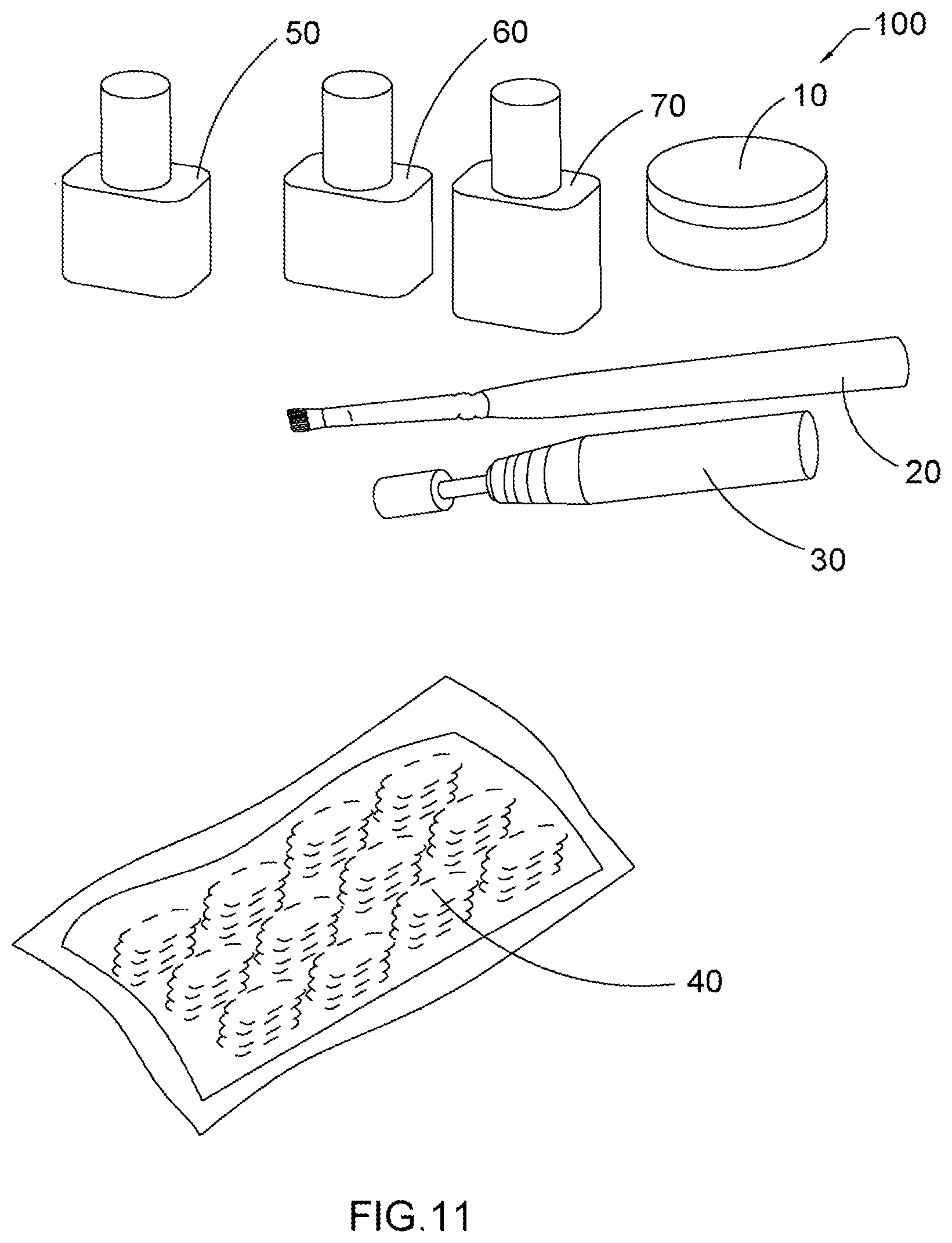 Patent US11793289 Figure 6 – Artificial nail tip and curing composition set and applying method thereof