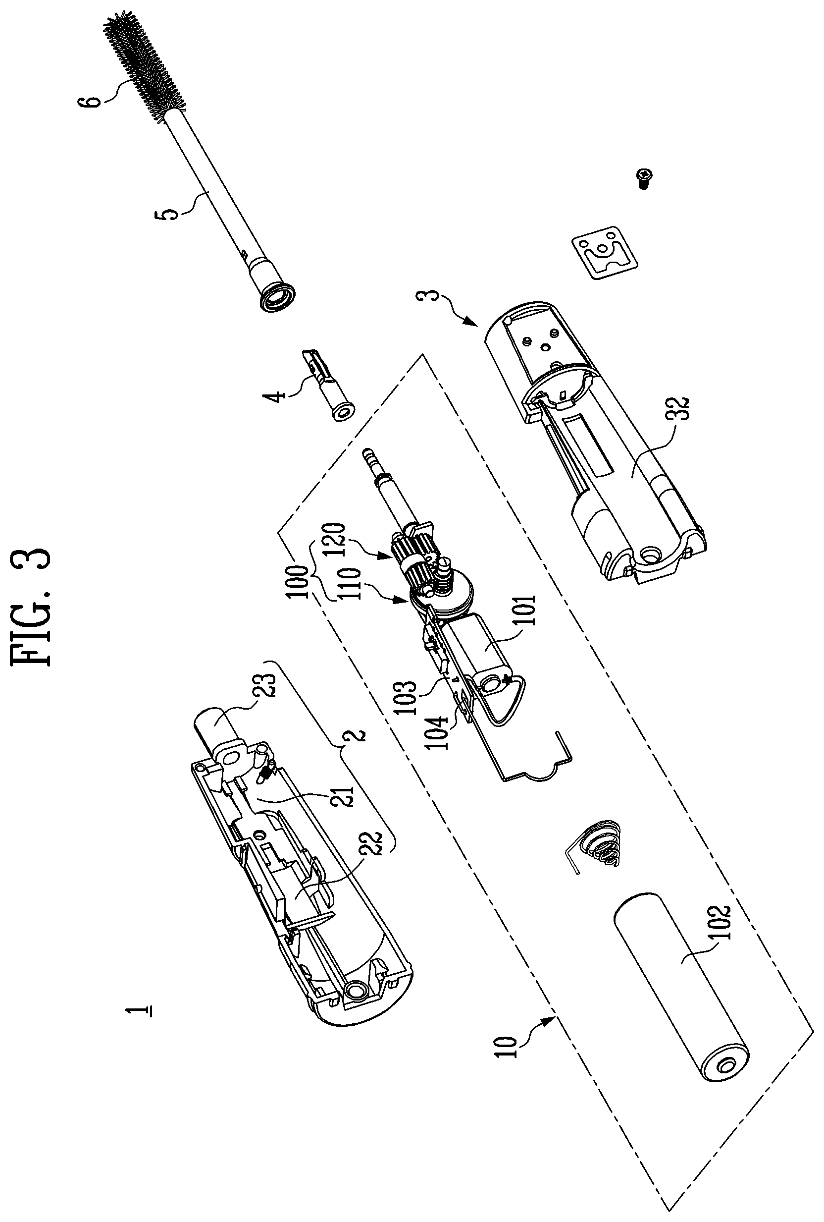 Patent US11793291 Figure 3 – Rotary type linear reciprocating motion device and applicator having the same