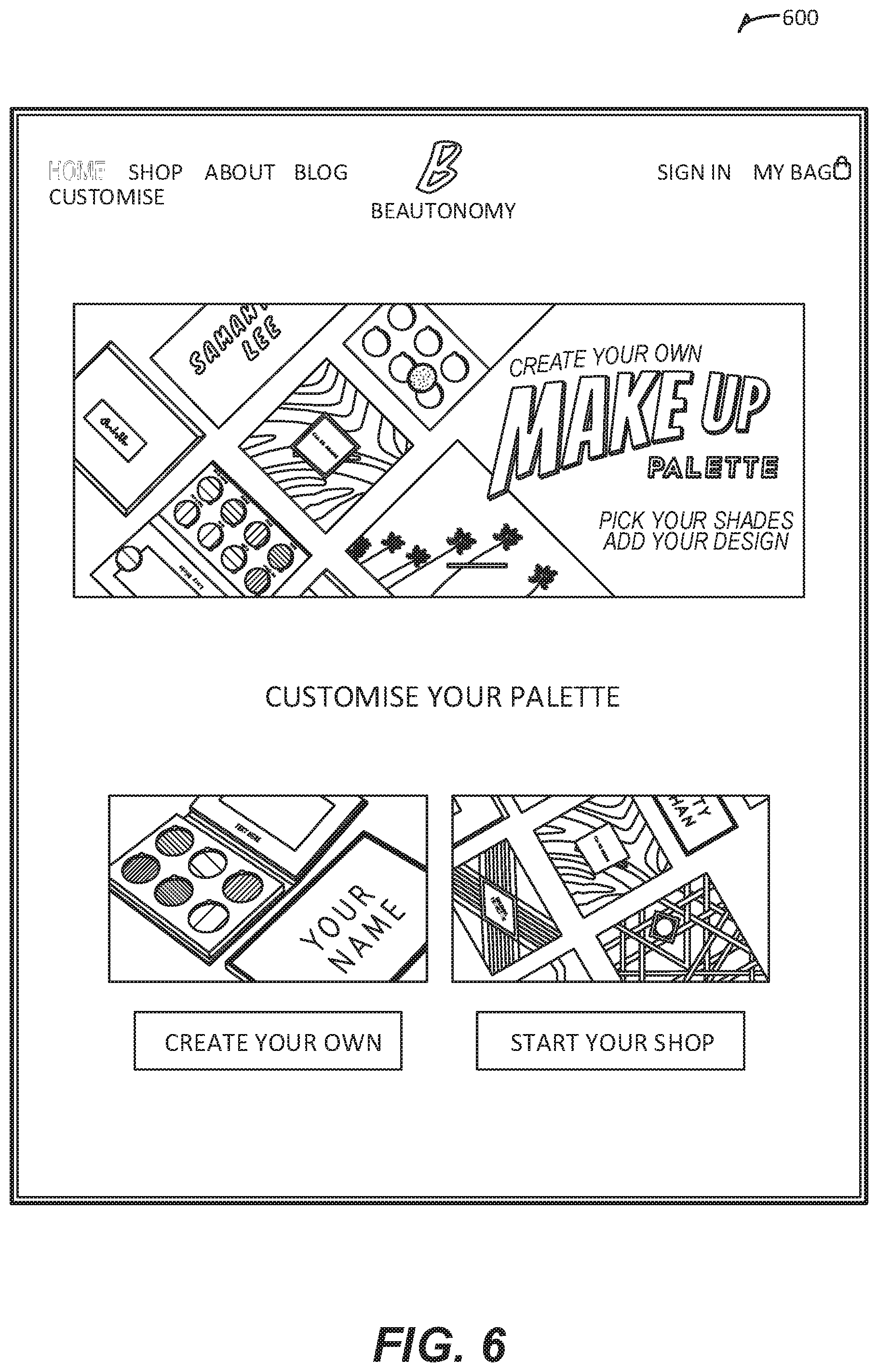 Patent US11793296 Figure 6 – Beauty product creation platform