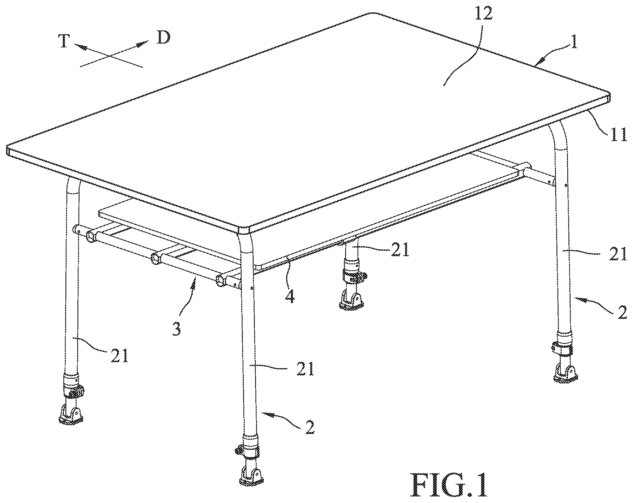 Patent US11793306 — Foldable table — Figure 1