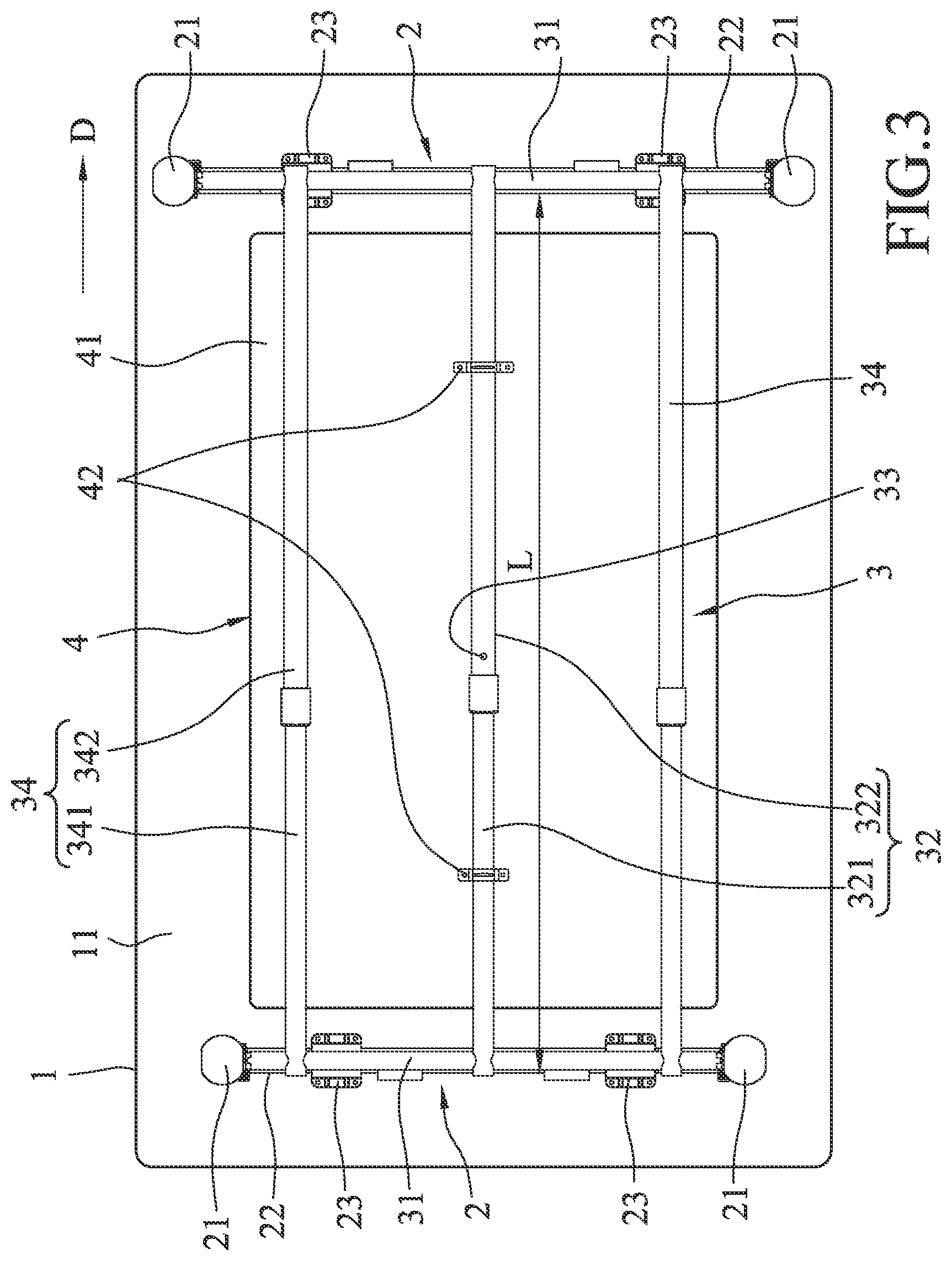 Patent US11793306 Figure 3 – Foldable table