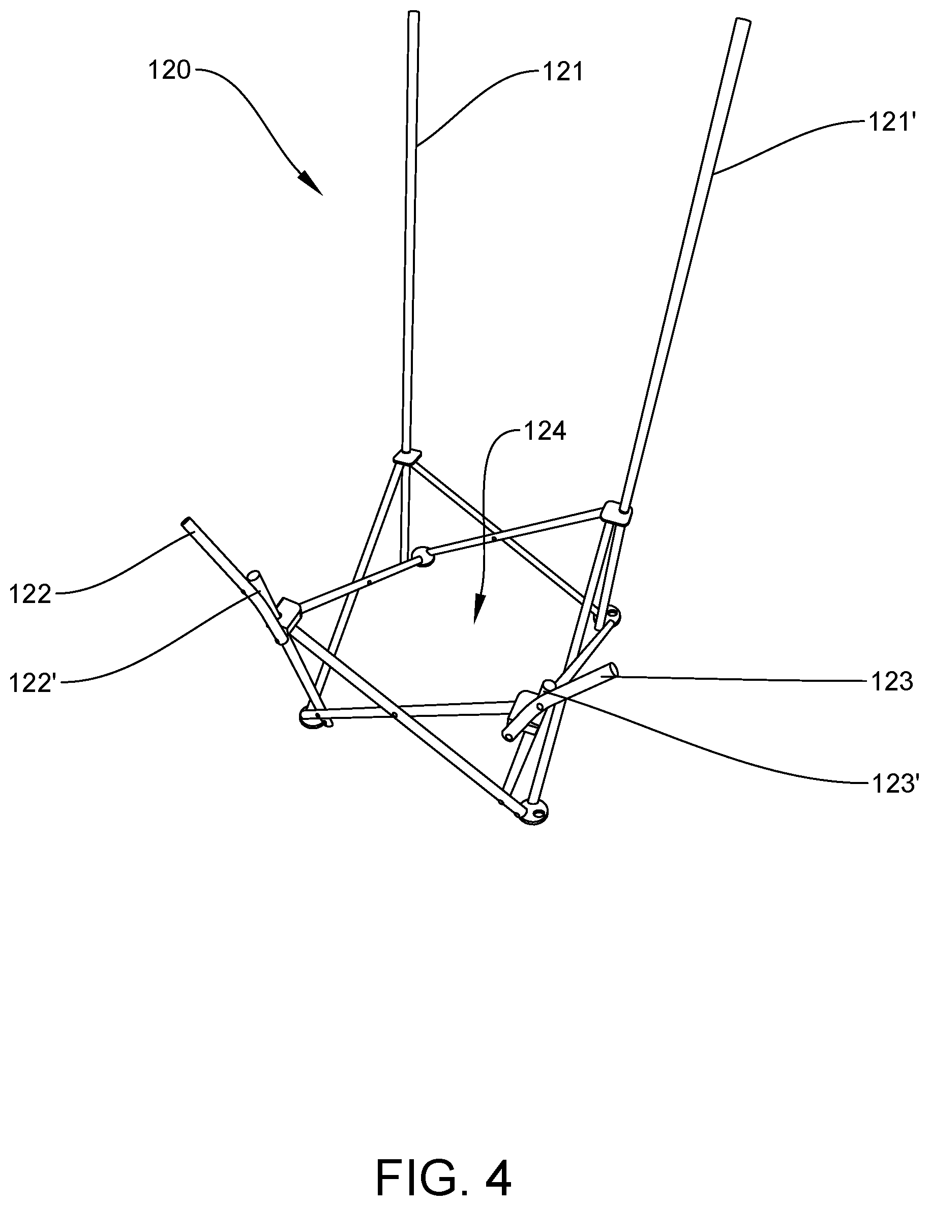 Patent US11793309 Figure 4 – Collapsible support base for furniture with a flexible user support platform