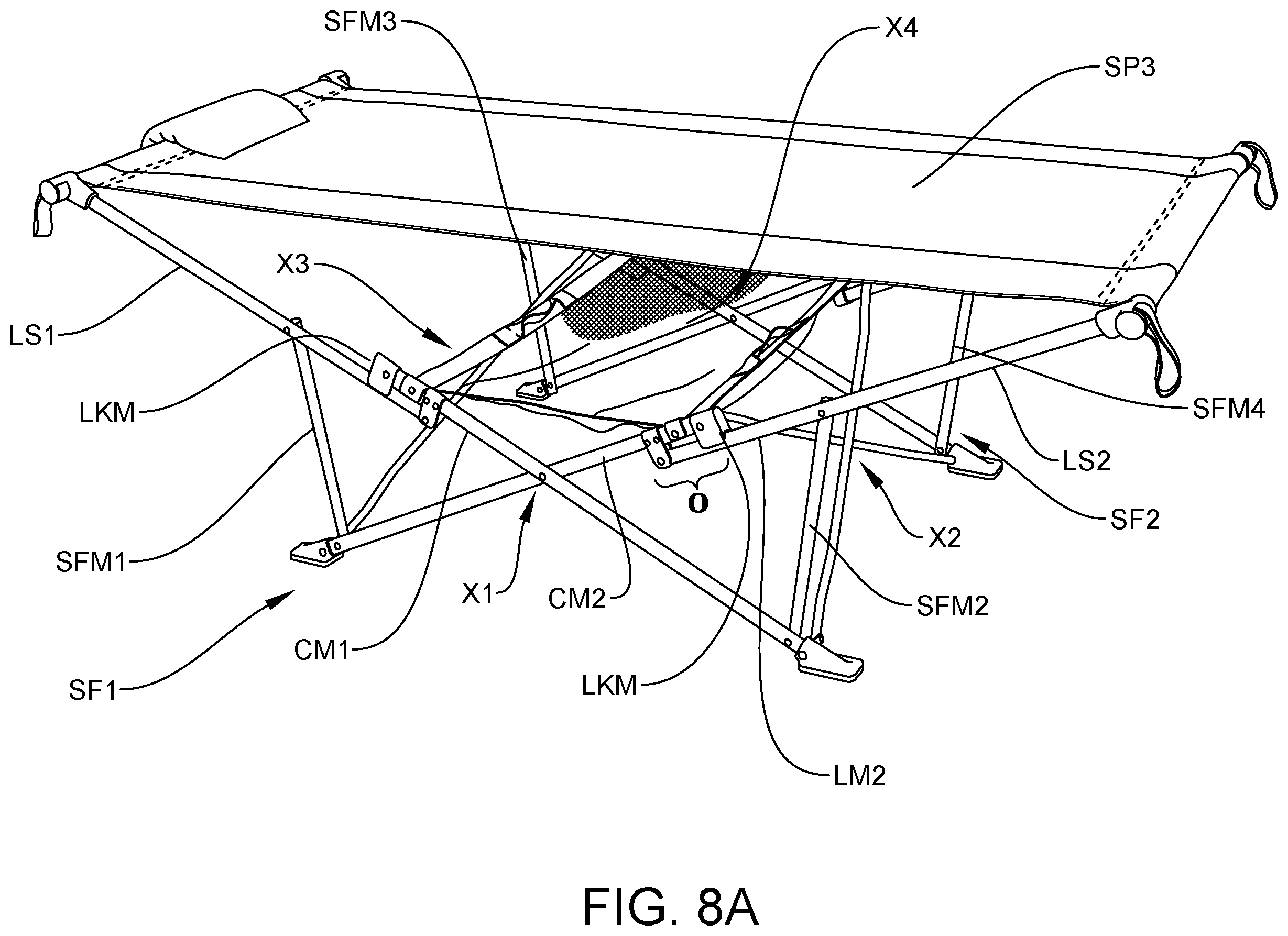 Patent US11793309 Figure 13 – Collapsible support base for furniture with a flexible user support platform