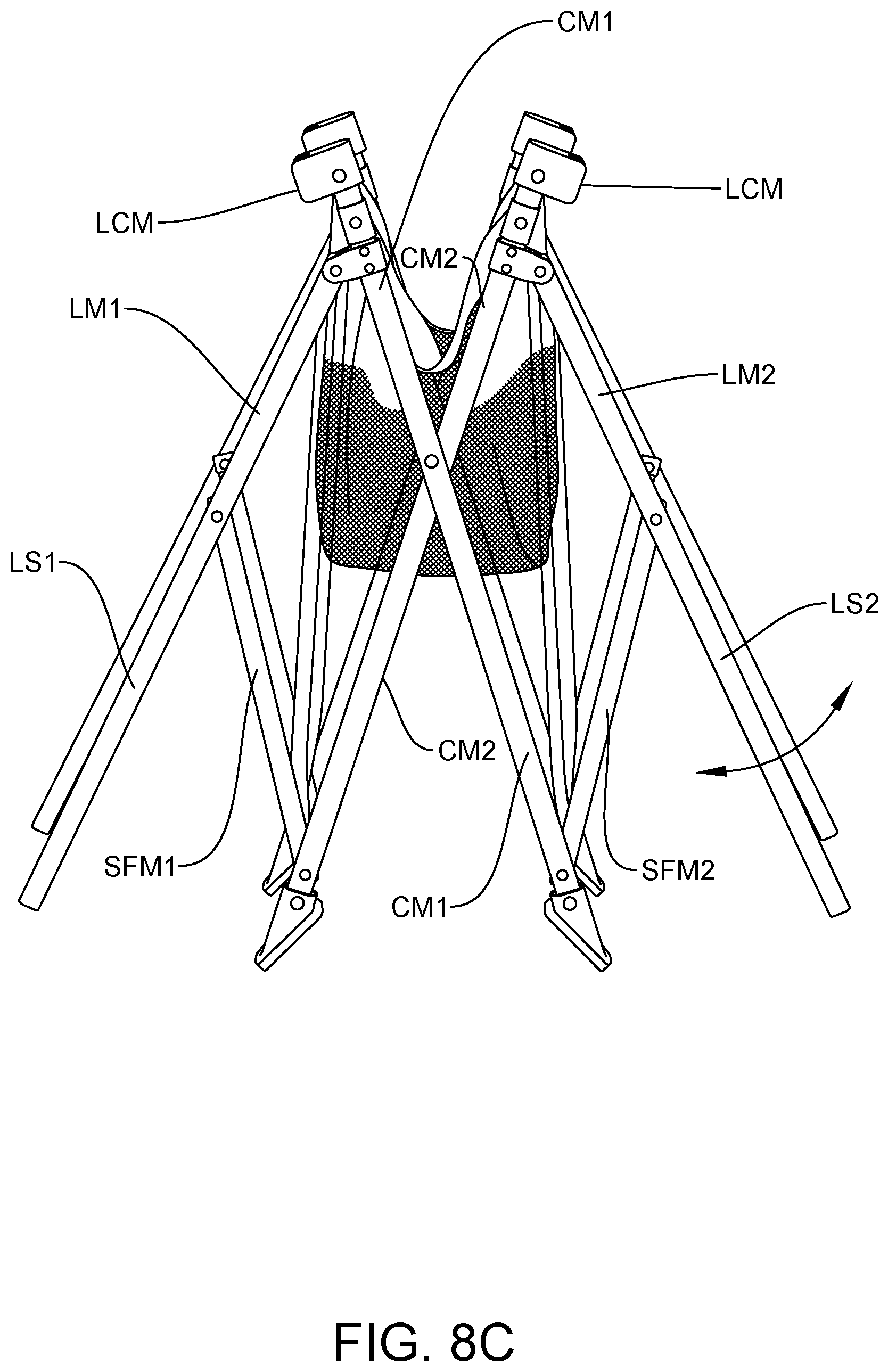 Patent US11793309 Figure 15 – Collapsible support base for furniture with a flexible user support platform