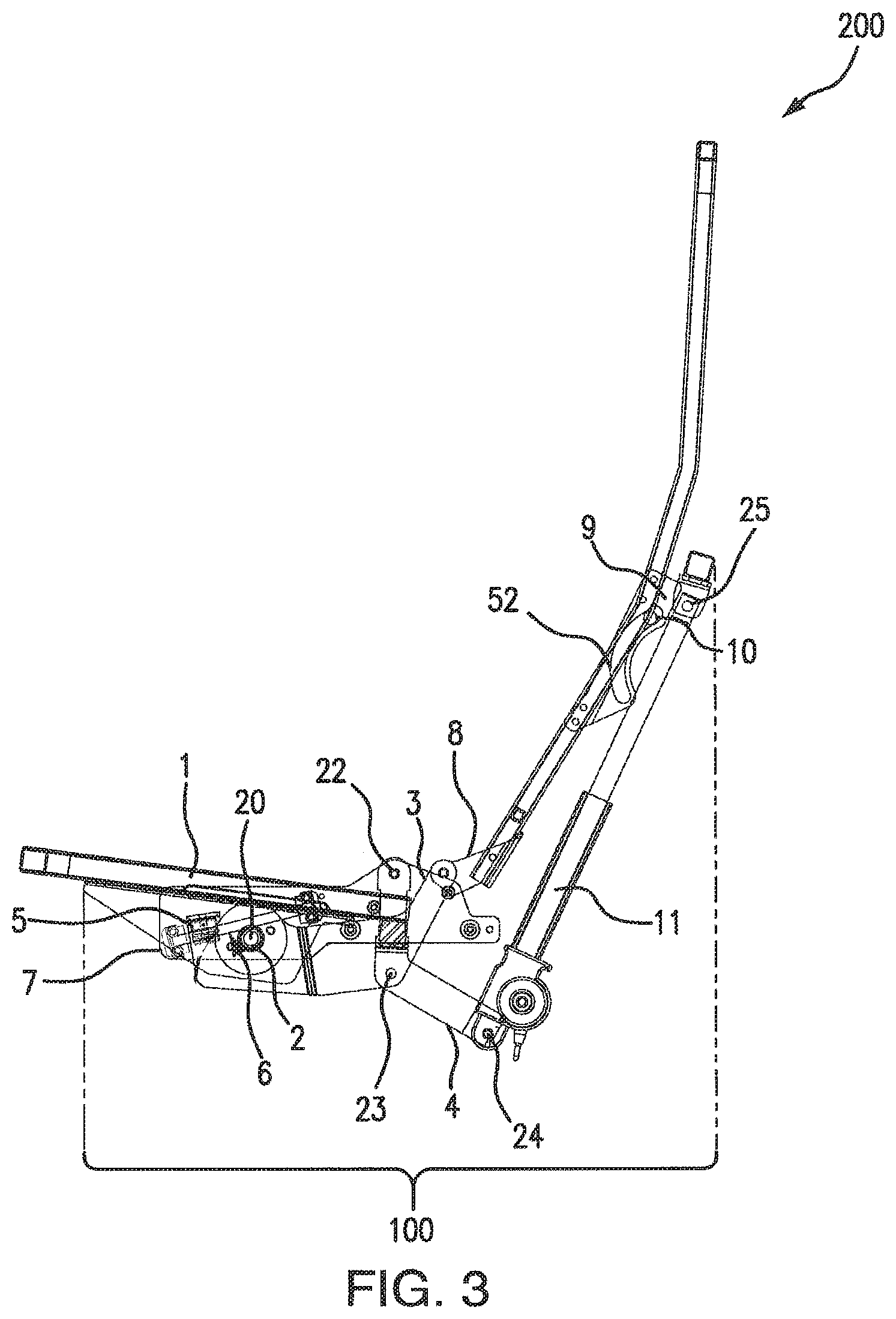 Patent US11793311 Figure 3 – Dual motion sloped floor recline mechanism for a theater seat