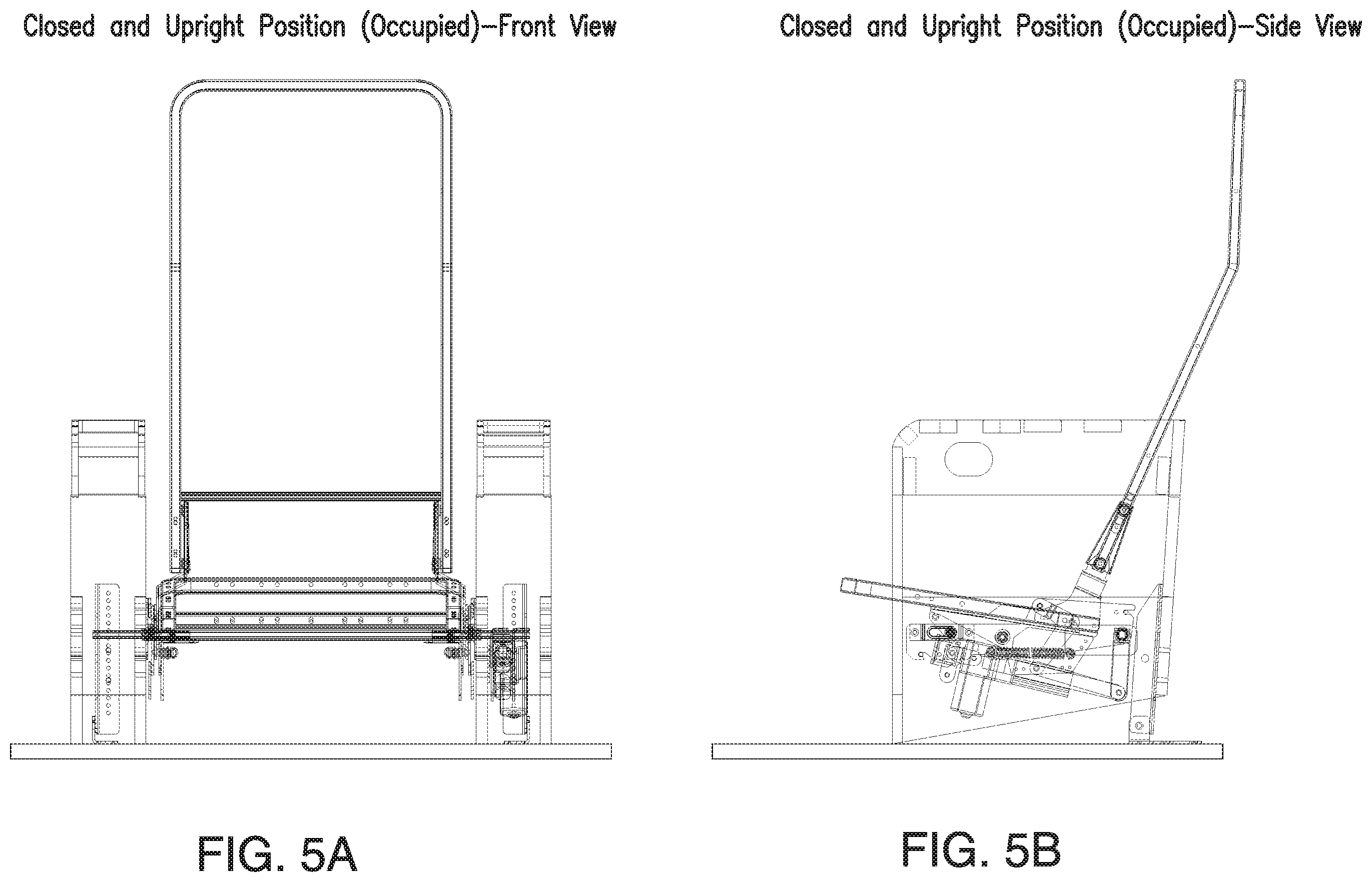 Patent US11793311 Figure 7 – Dual motion sloped floor recline mechanism for a theater seat