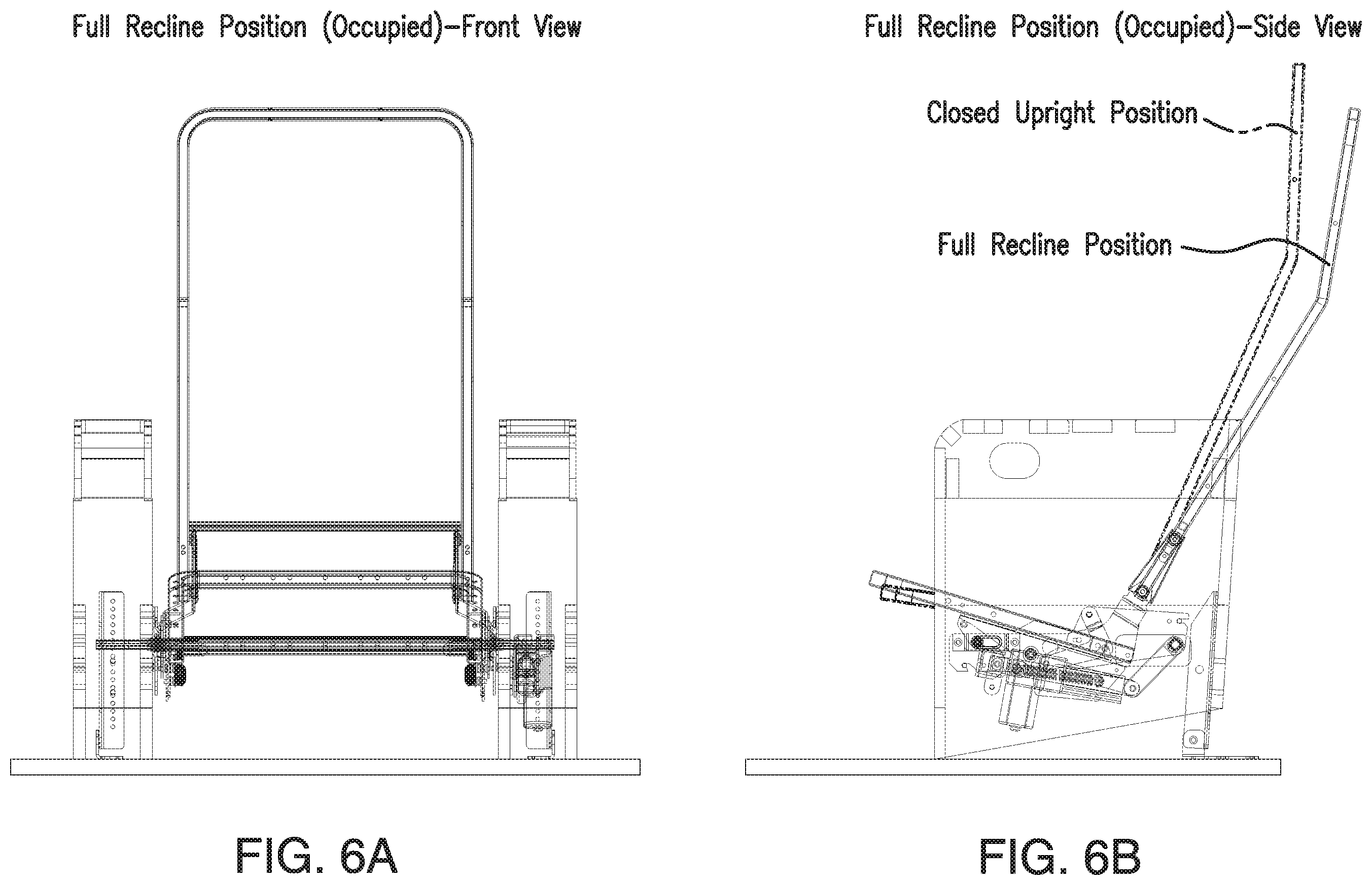 Patent US11793311 Figure 8 – Dual motion sloped floor recline mechanism for a theater seat