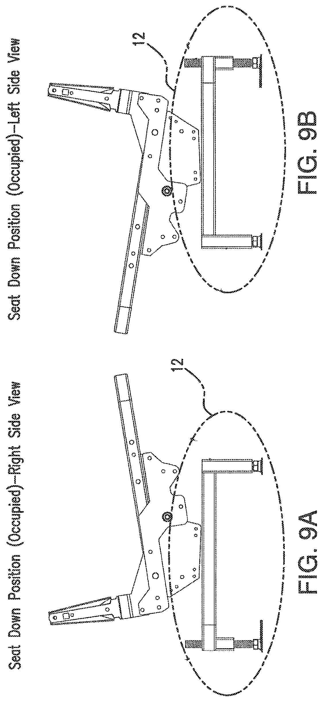 Patent US11793311 Figure 11 – Dual motion sloped floor recline mechanism for a theater seat