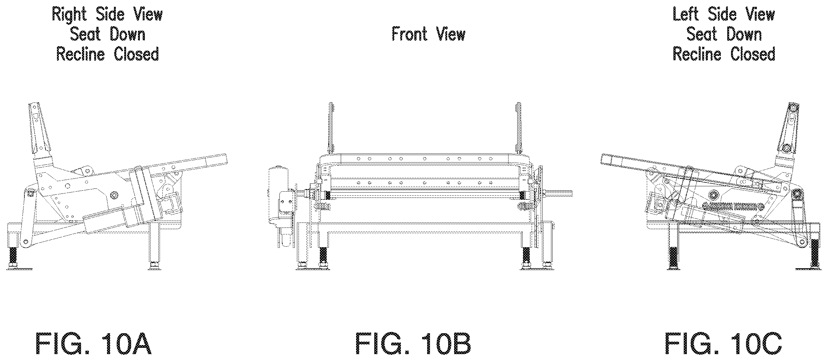 Patent US11793311 Figure 13 – Dual motion sloped floor recline mechanism for a theater seat