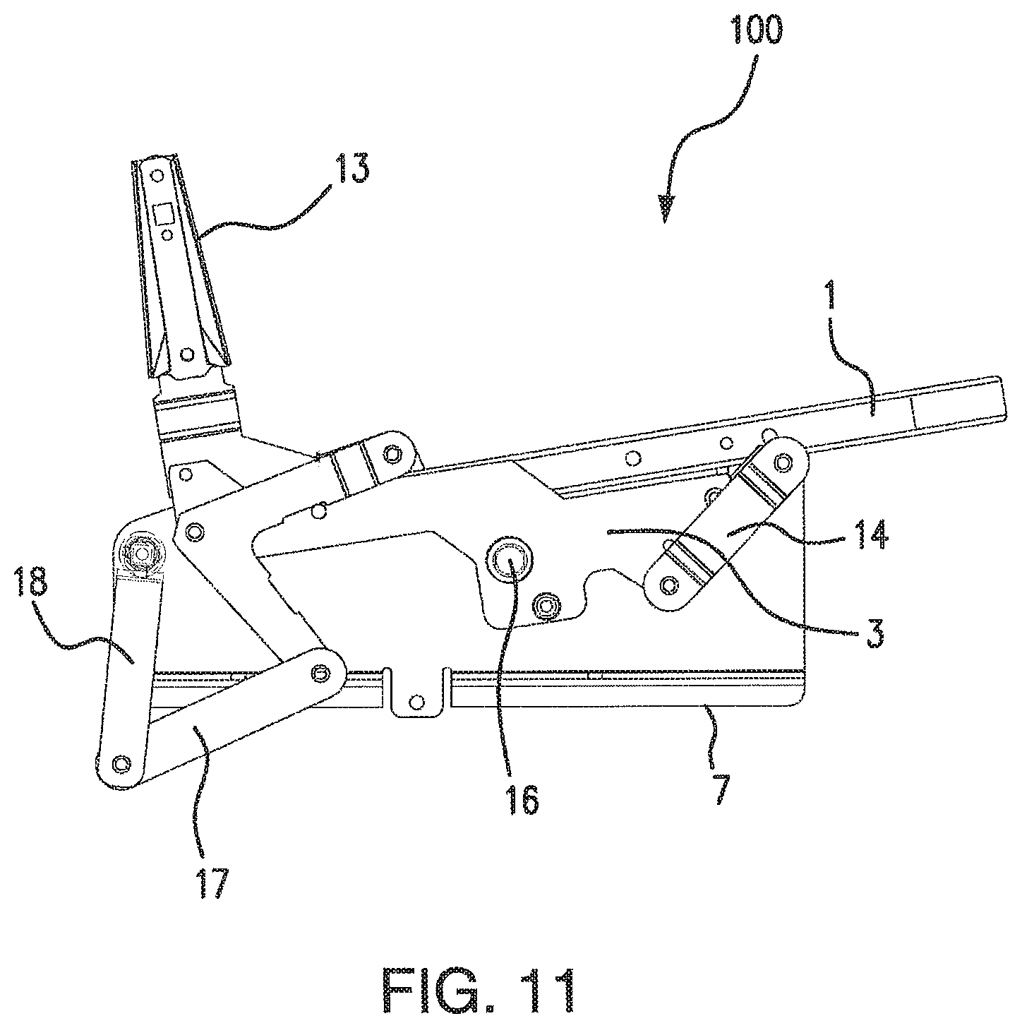 Patent US11793311 Figure 15 – Dual motion sloped floor recline mechanism for a theater seat
