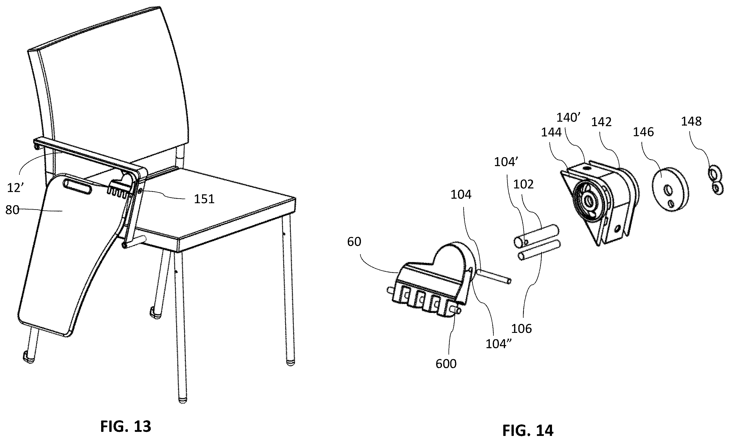 Patent US11793315 Figure 6 – Tablet arm with extruded hinge