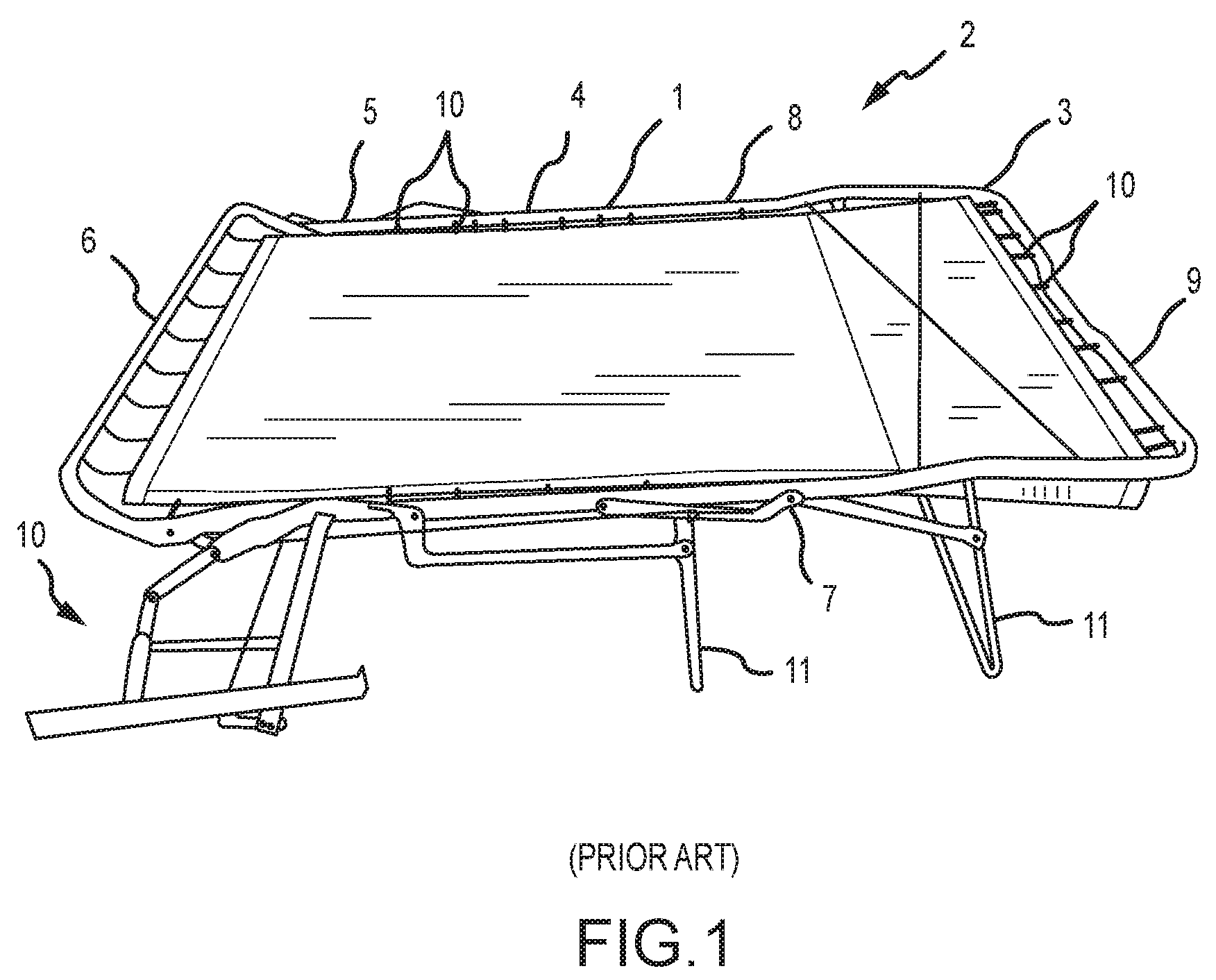 Patent US11793316 — Sleeper sofa with a solid support deck — Figure 1