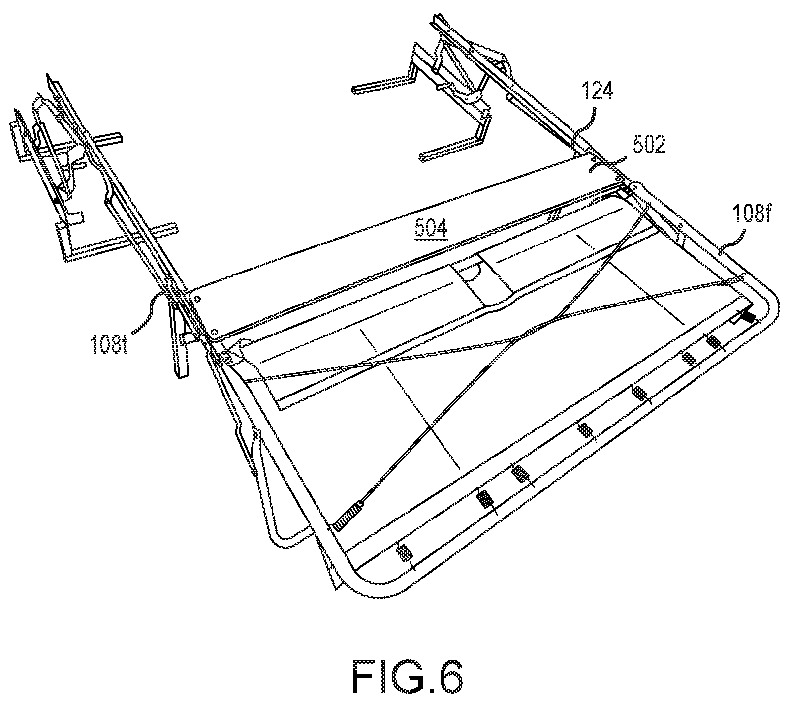 Patent US11793316 Figure 6 – Sleeper sofa with a solid support deck